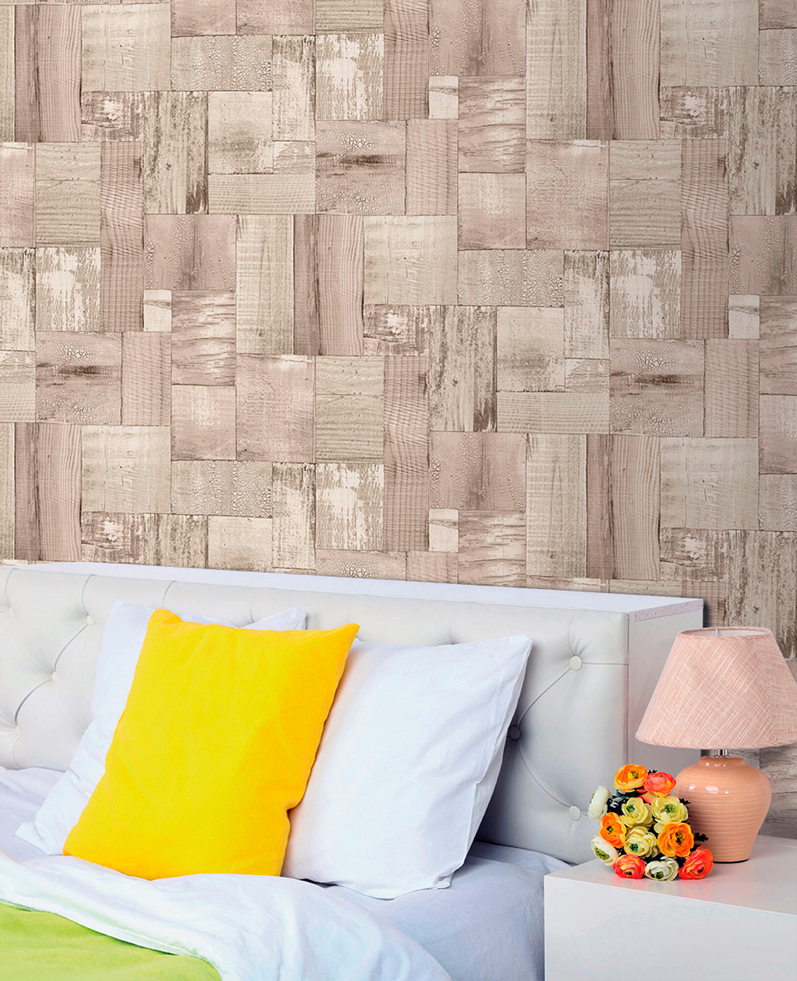 Papel pintado tnt aplicación cola en pared imitación material tnt eco 2050-3 madera beige ich 53cmx10m limpìeza con paño húmedo
