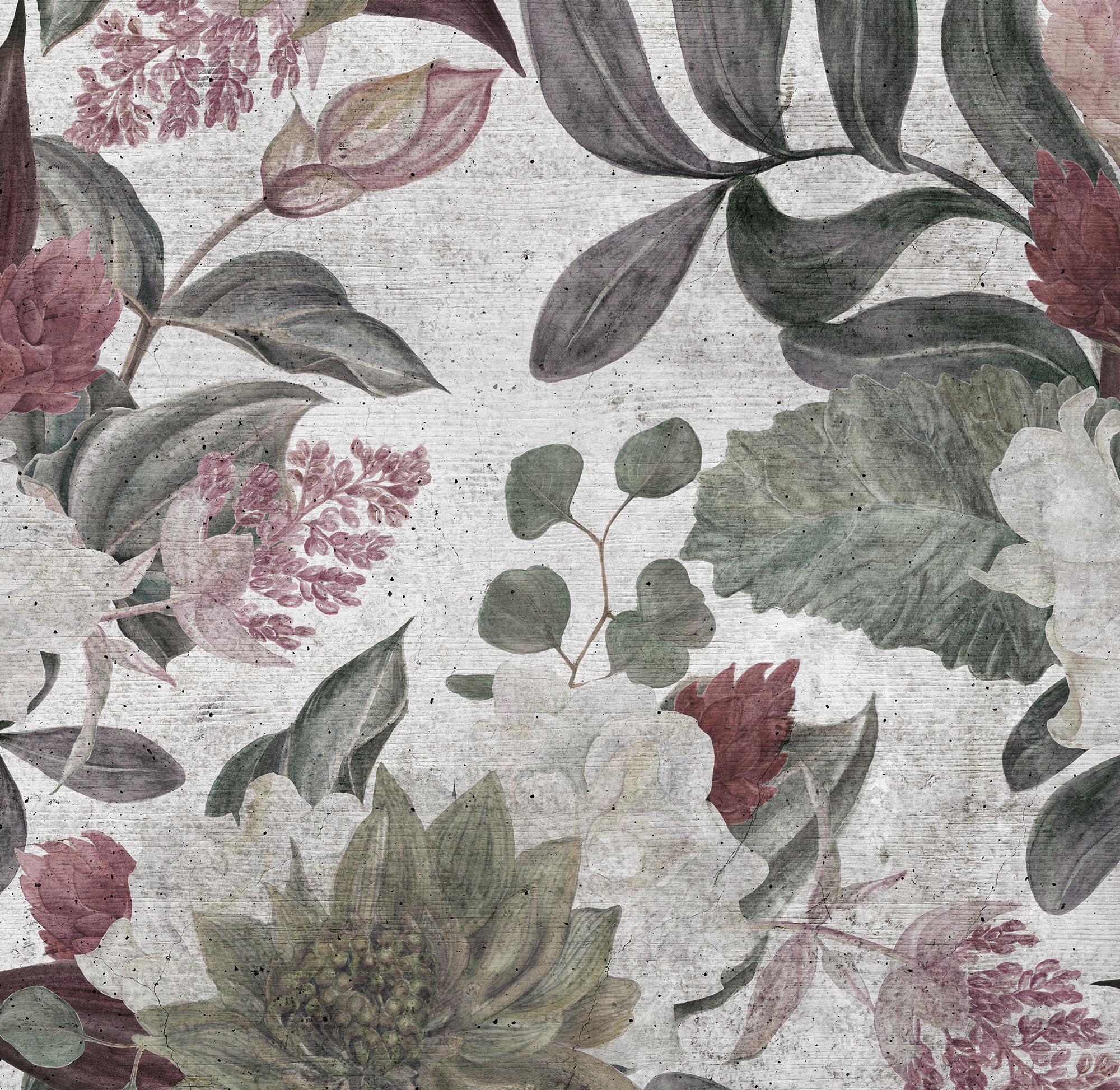 Mural adhesivo textil liso lavable naturaleza Floral rojo 257 x 250 cm MOTIF - 5
