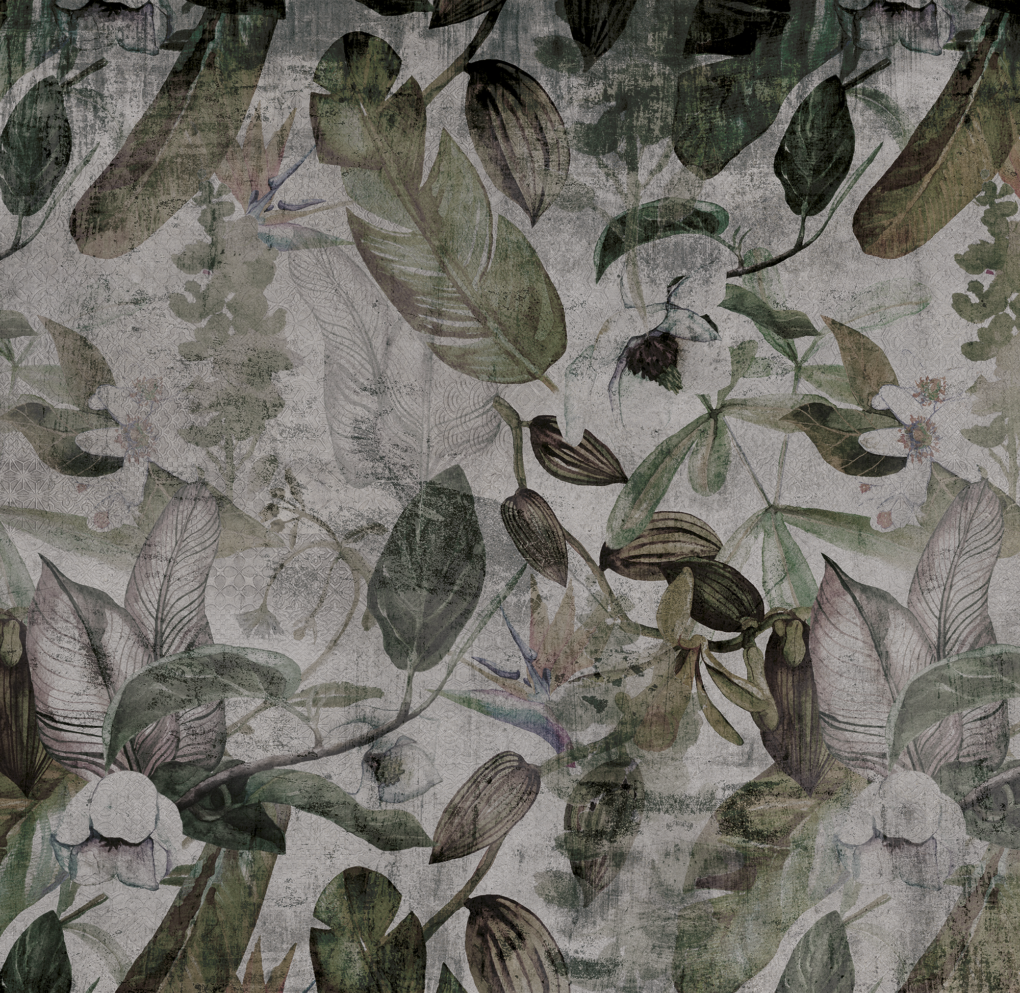 Mural adhesivo textil liso lavable naturaleza Green Spring verde 257 x 250 cm MOTIF - 5