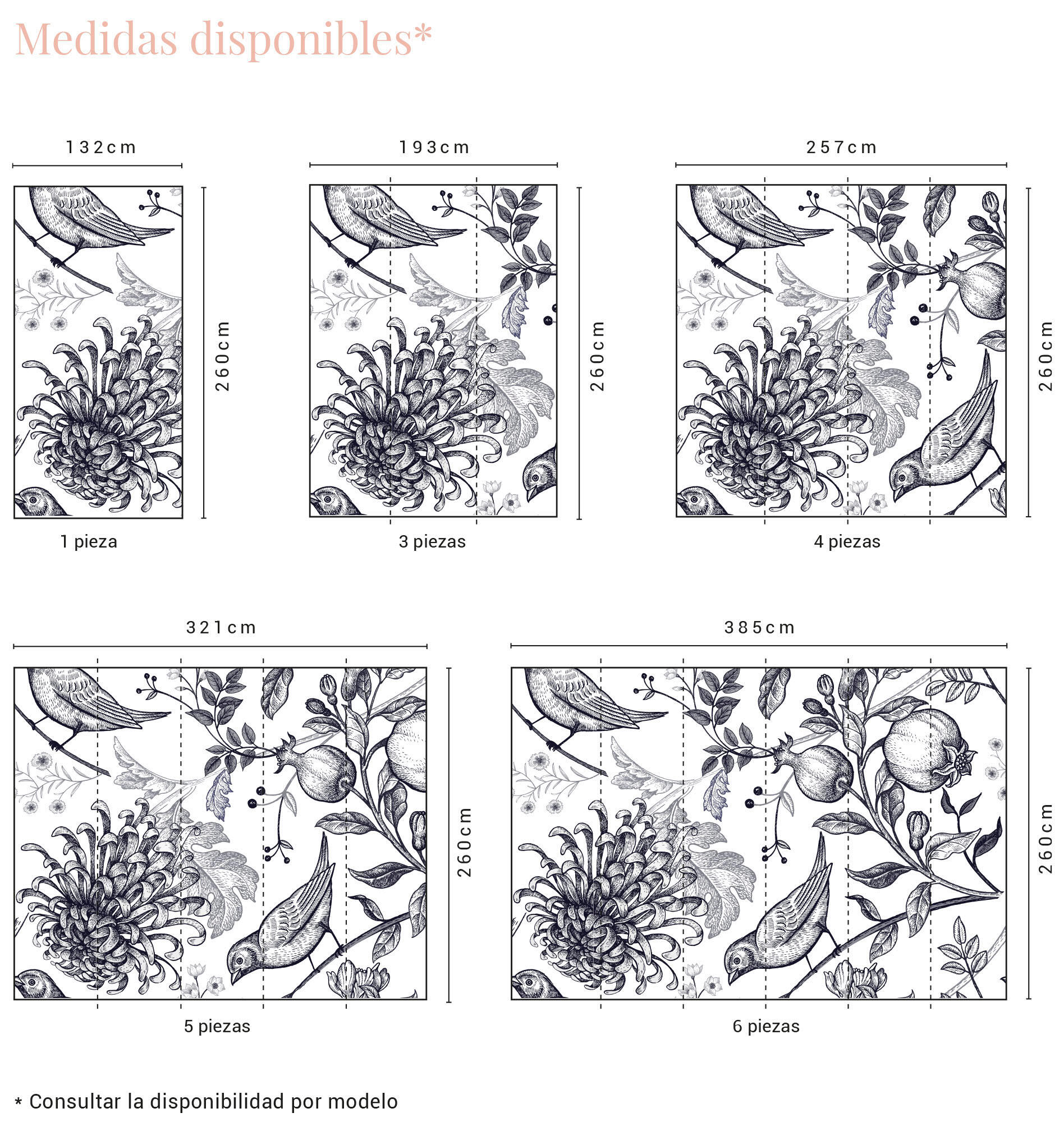 Mural adhesivo textil liso lavable naturaleza Botánico verde 385 x 250 cm MOTIF - 3