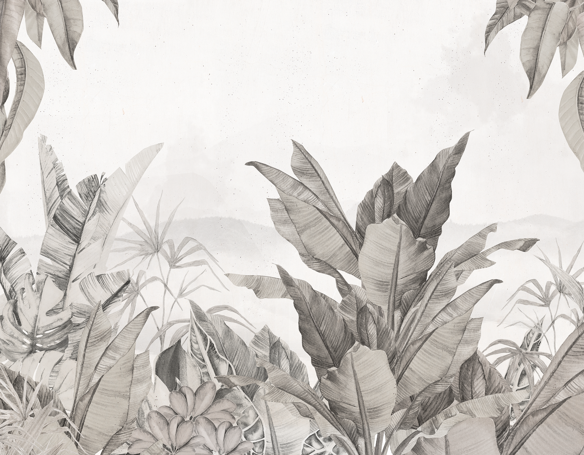 Mural adhesivo textil liso lavable naturaleza Jungla Colonial gris 321 x 250 cm MOTIF - 6