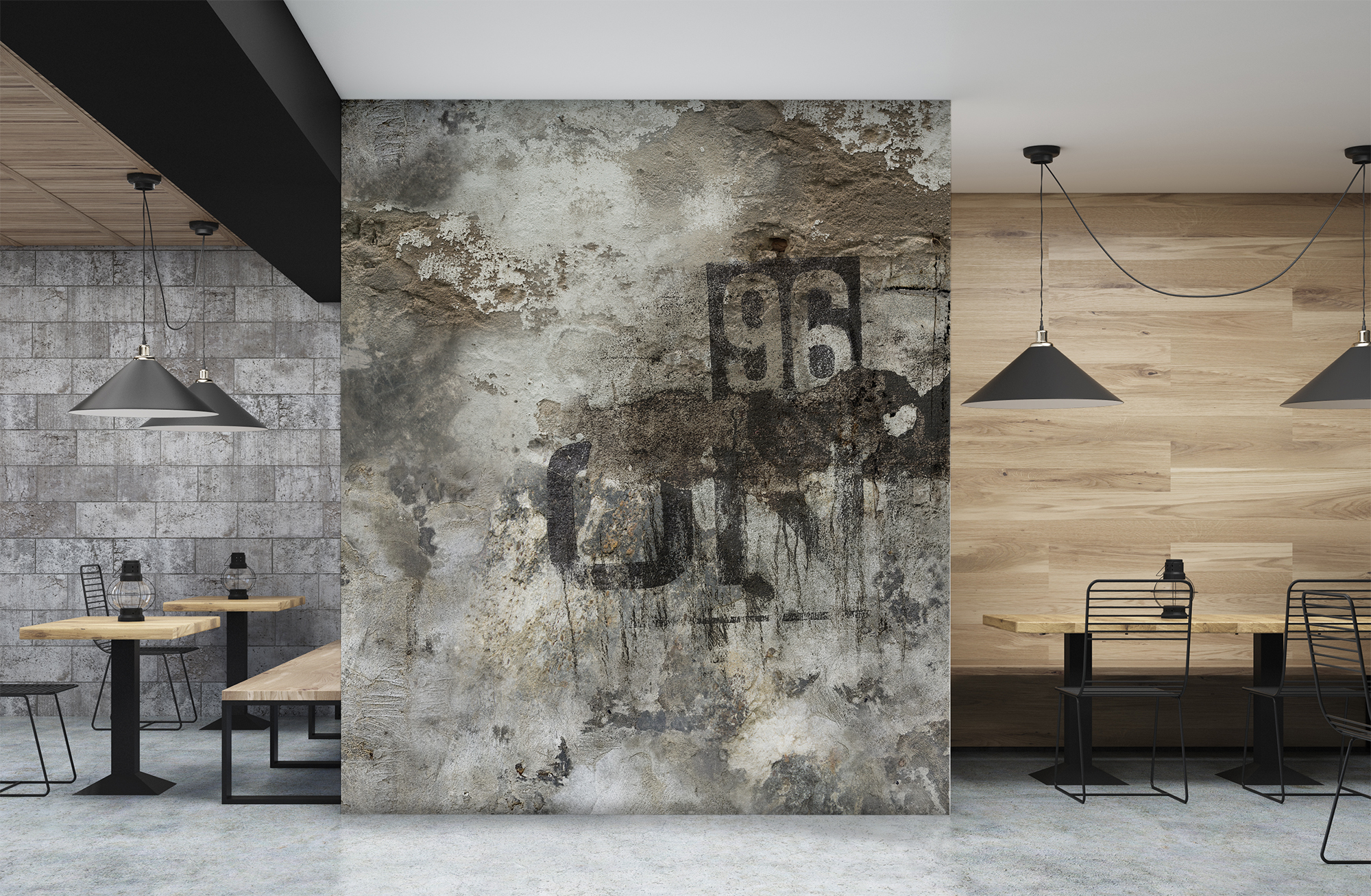 Mural textil abstracto grunge multicolor de 132 x 260 cm motif