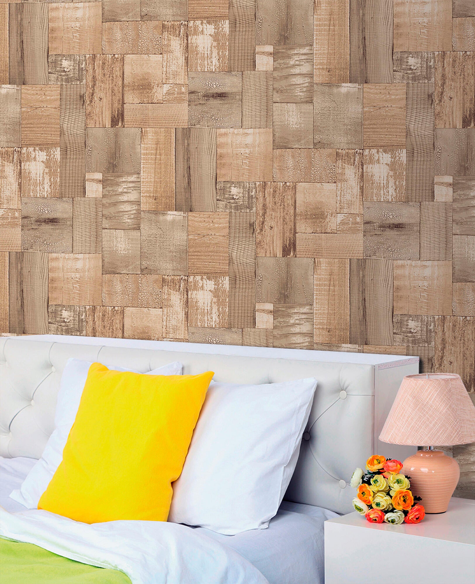 Papel pintado tnt aplicación cola en pared imitación material tnt eco 2050-1 madera beige ich 53cmx10m limpìeza con paño húmedo