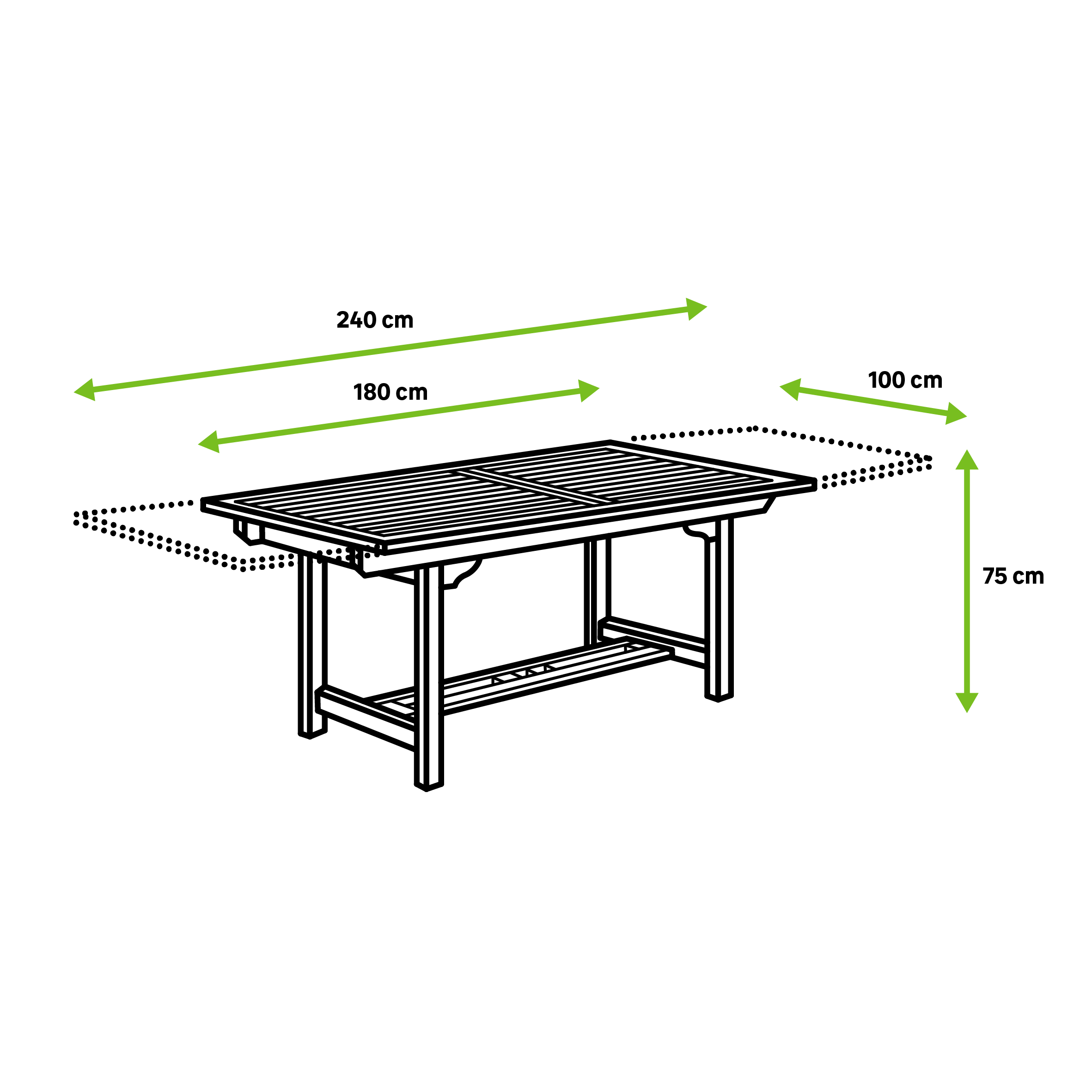 Tavolo da giardino allungabile Antea NATERIAL in teak naturale per 10 persone 180/240x100cm - 19
