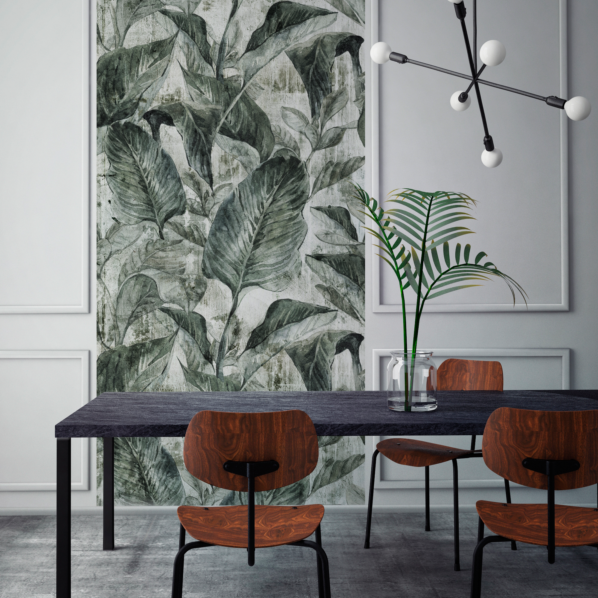 Mural adhesivo textil liso lavable naturaleza Bananera verde 132 x 260 cm MOTIF - 6