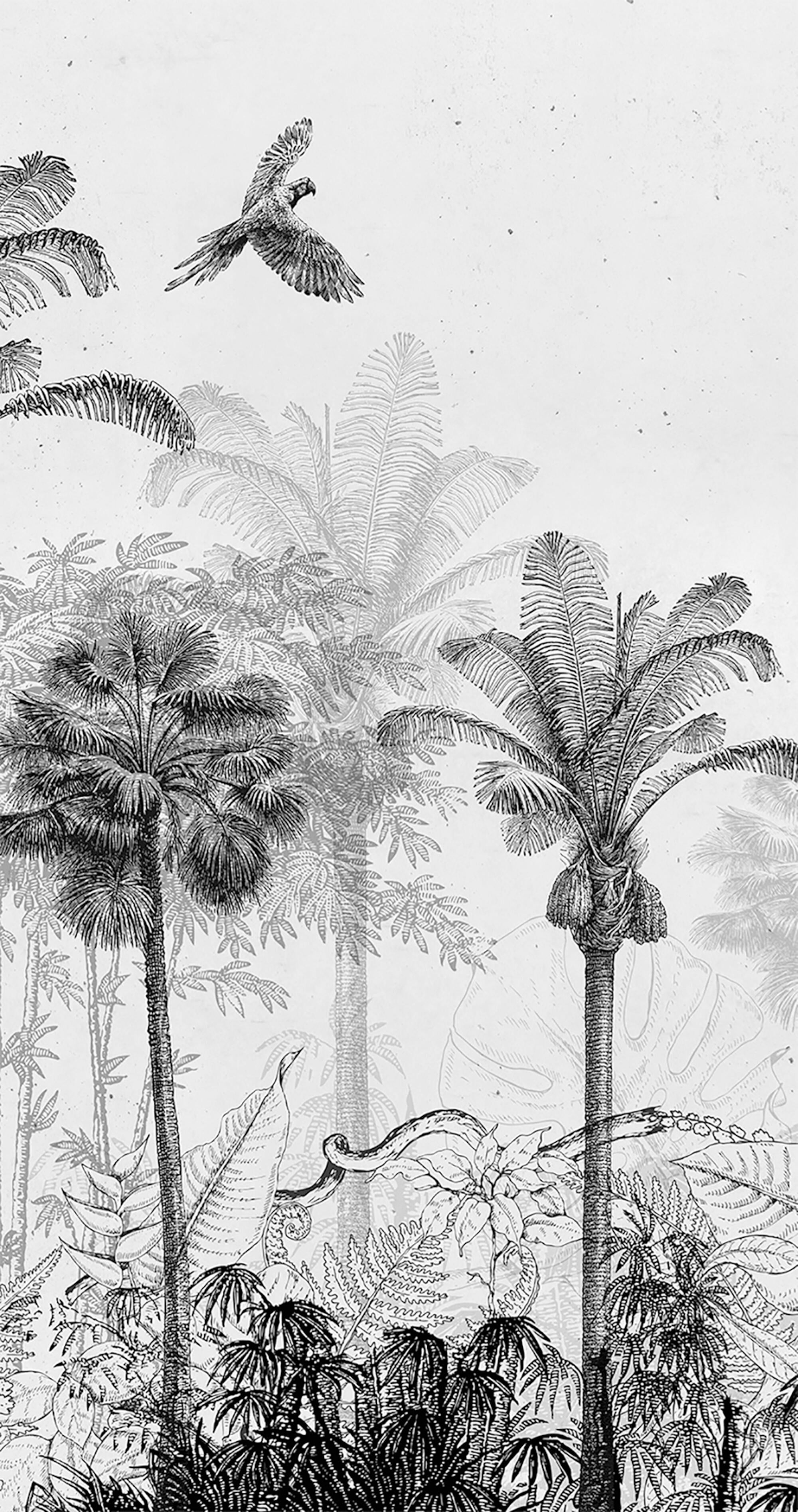 Mural adhesivo textil liso lavable naturaleza Jungla verde 132 x 260 cm MOTIF - 5