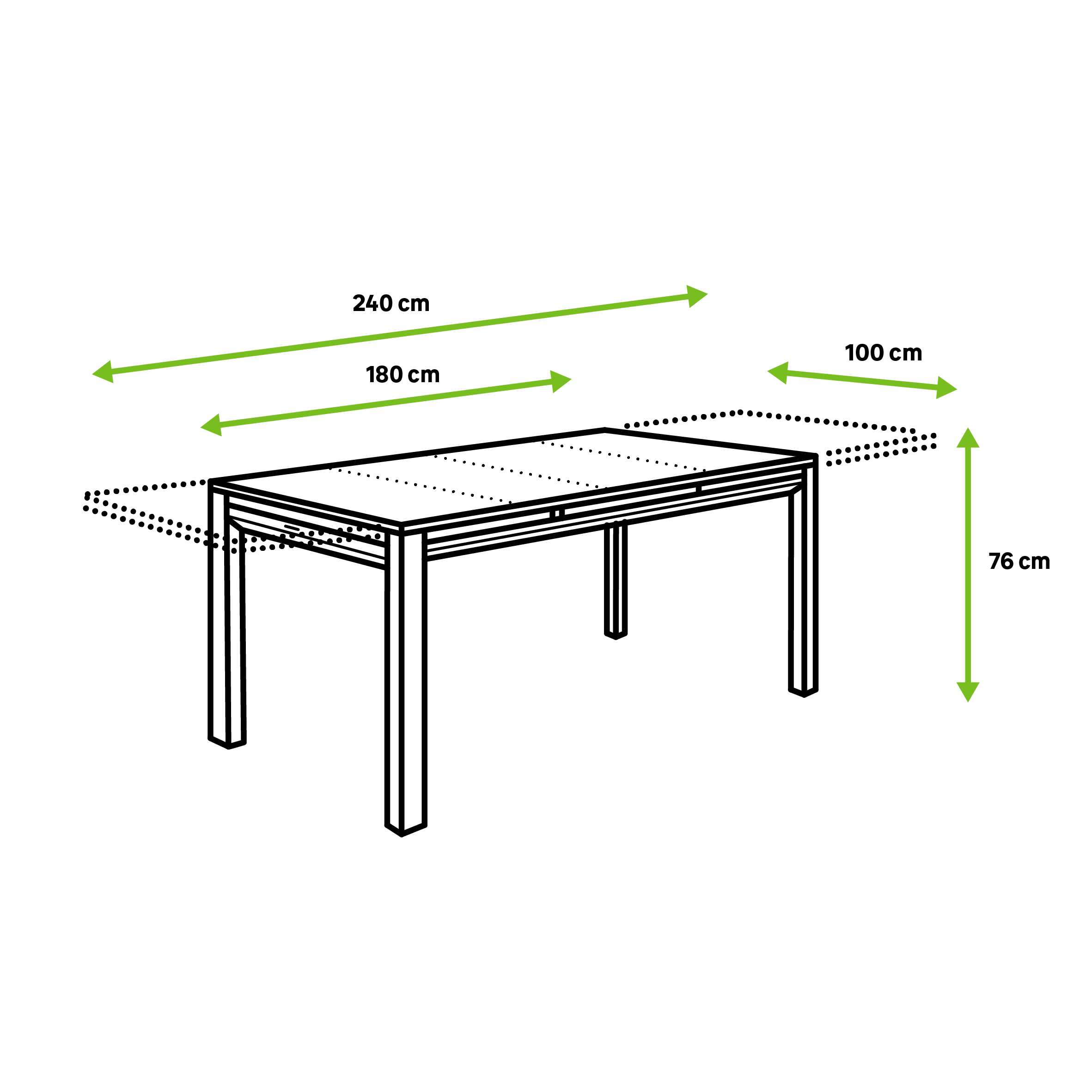 Mesa de alumínio NATERIAL ODYSSEA II EASY VIDRO 180/240X100CM MOKA - 9