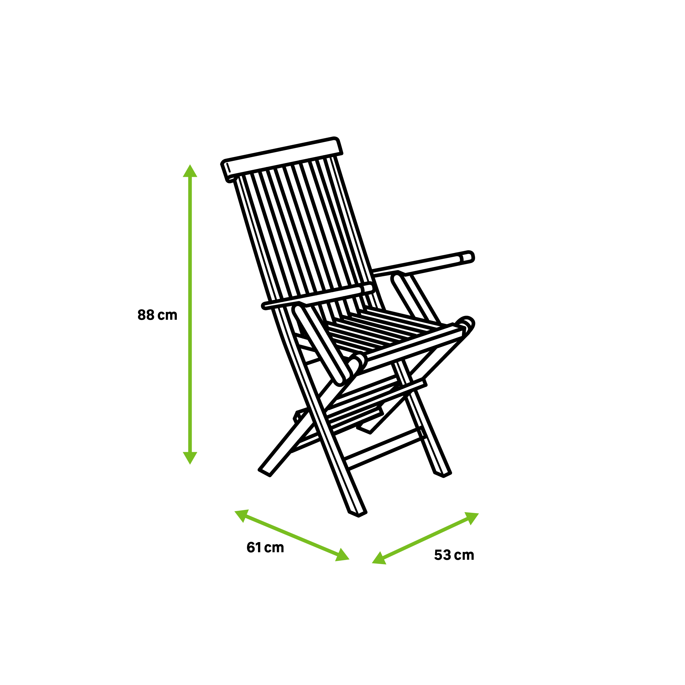 Sedia da giardino con braccioli pieghevole Antea NATERIAL, 2 posti, struttura e seduta in teak marrone - 17