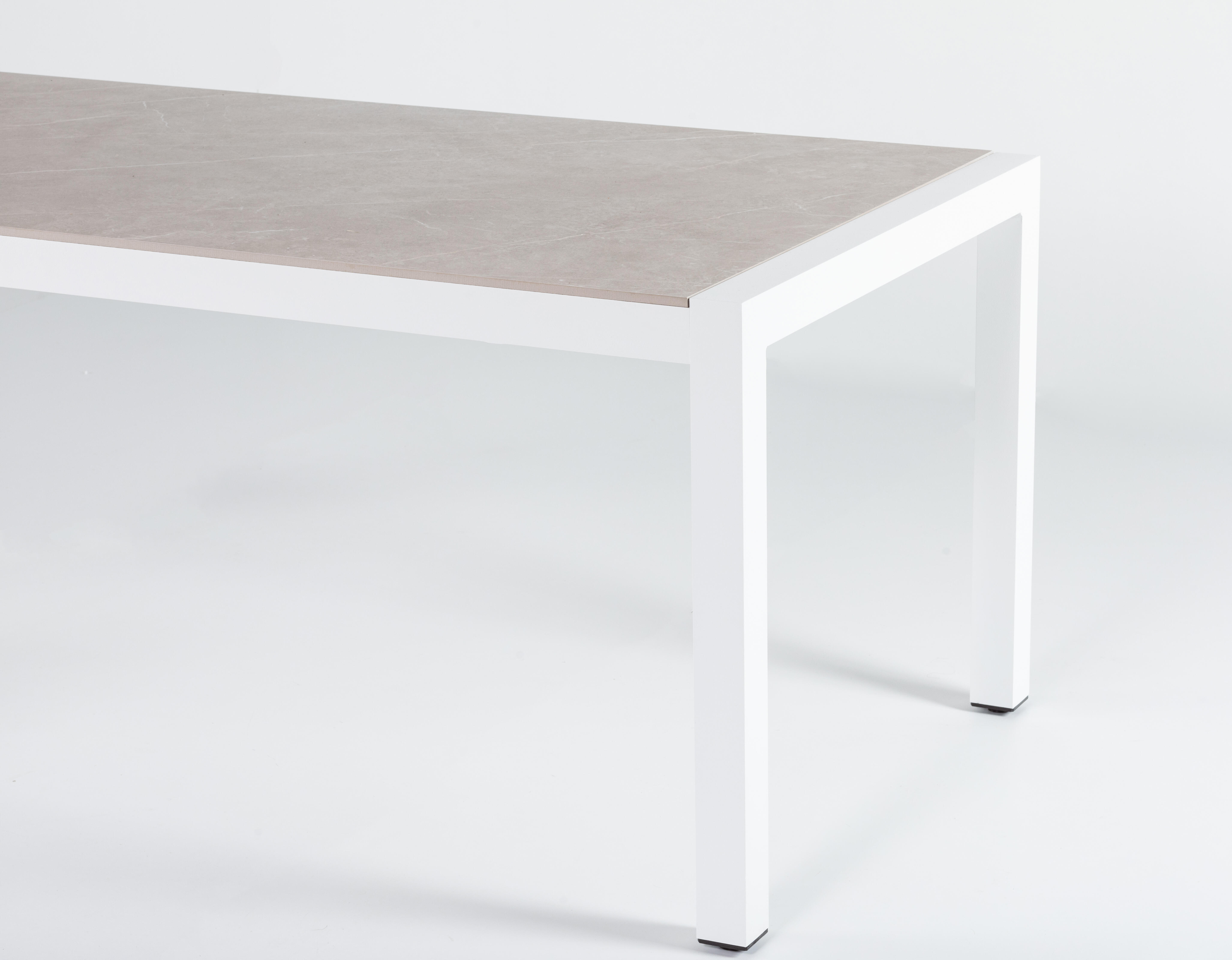 Mesa de aluminio y cerámica Luca blanco Taupe de 90x74x192 cm - 16