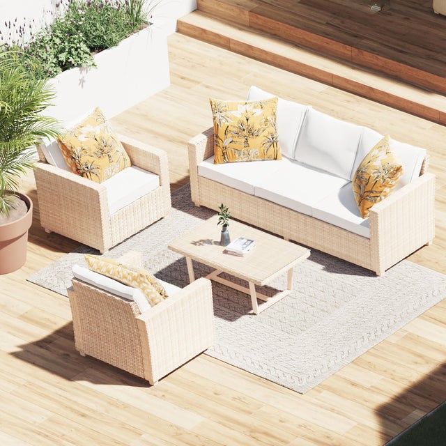 Set de muebles de porche de aluminio y ratán NATERIAL Medena 5 personas