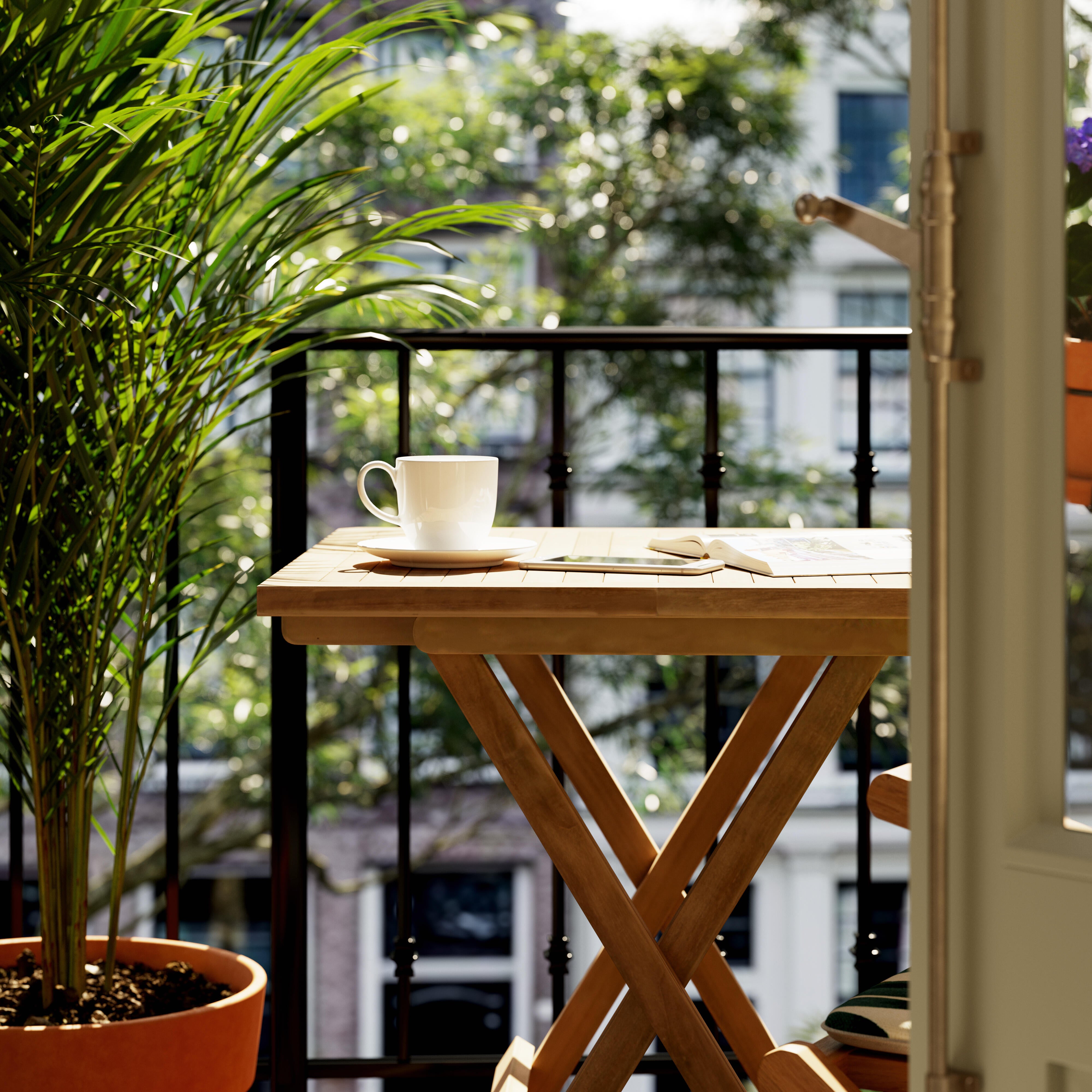 Mesa auxiliar de teca marrón de 60x75x60 cm - 4