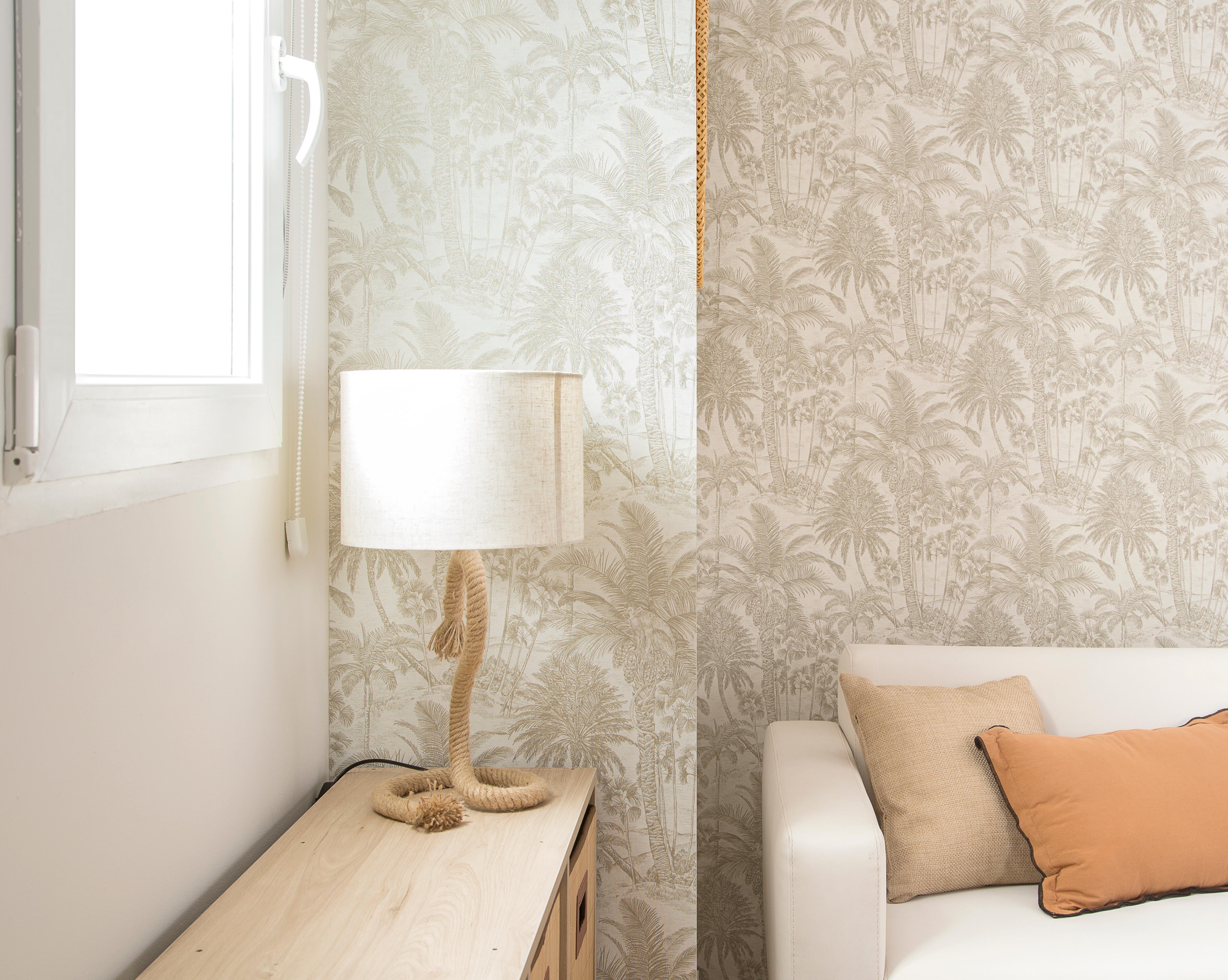 Papel pintado Vinilo Animales blanco y dorado Jungla RASCH. De 53cm x 10.05m. Lavable. Apto para cocinas o baños. Método de pegado: aplicación cola en pared - 10