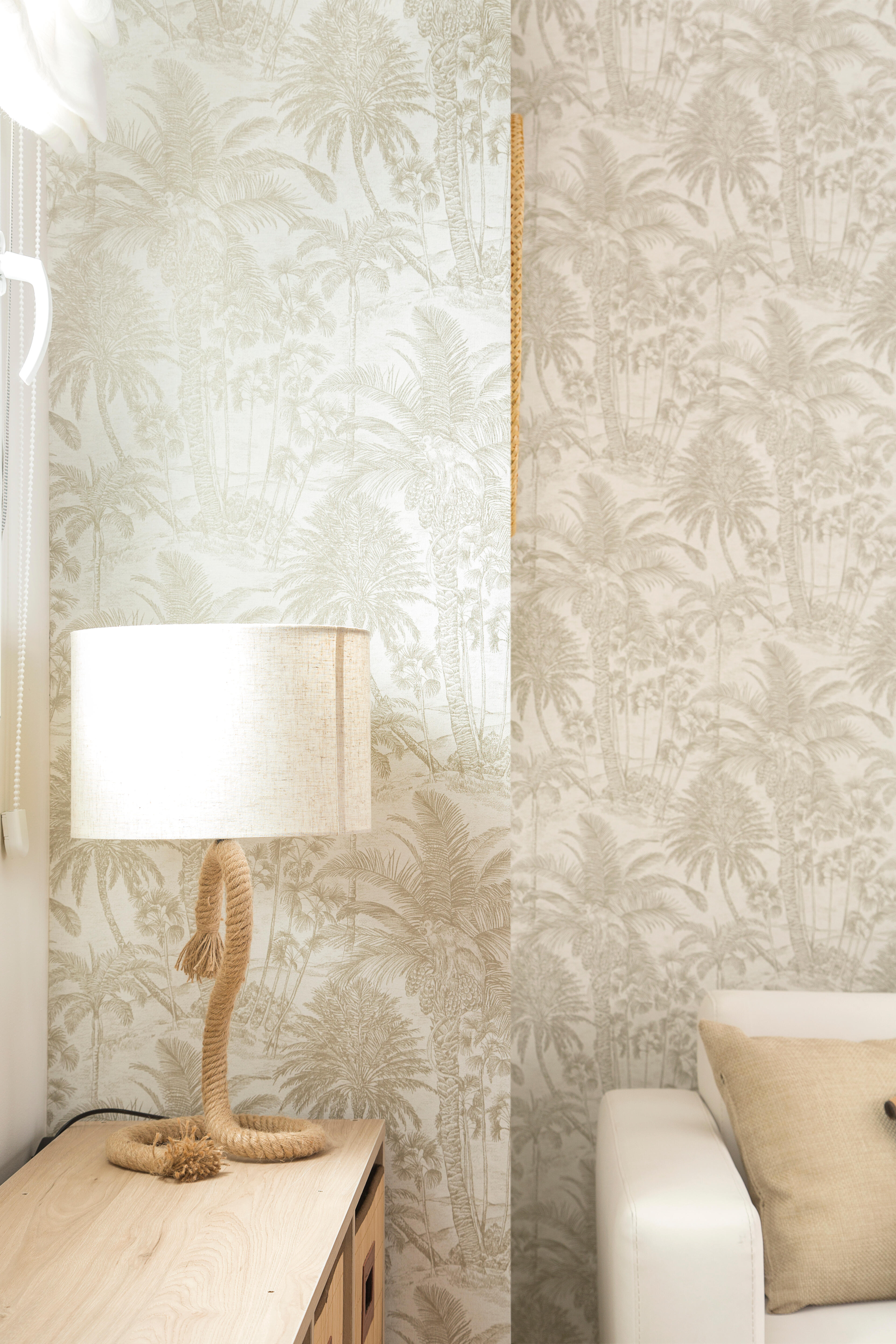 Papel pintado Vinilo Animales blanco y dorado Jungla RASCH. De 53cm x 10.05m. Lavable. Apto para cocinas o baños. Método de pegado: aplicación cola en pared - 9