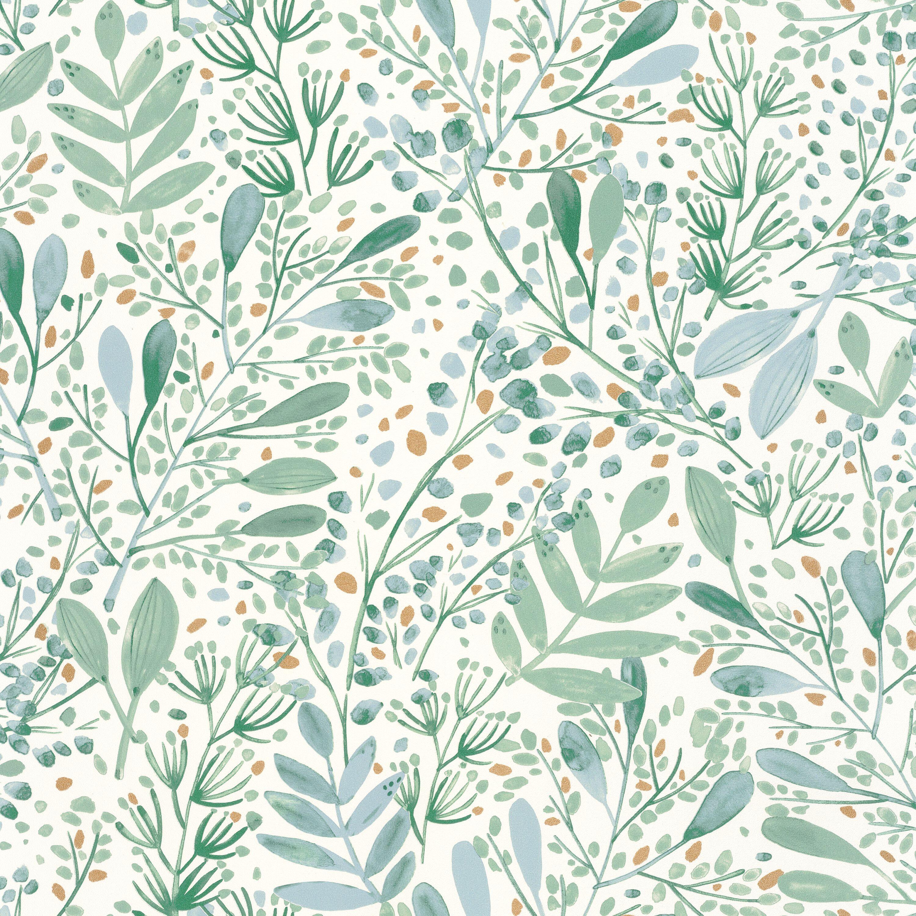 Papel pintado vinilo aplicación cola en pared Naturaleza Primavera verde  CASELIO 53cmx10.05m limpìeza con paño húmedo - 3