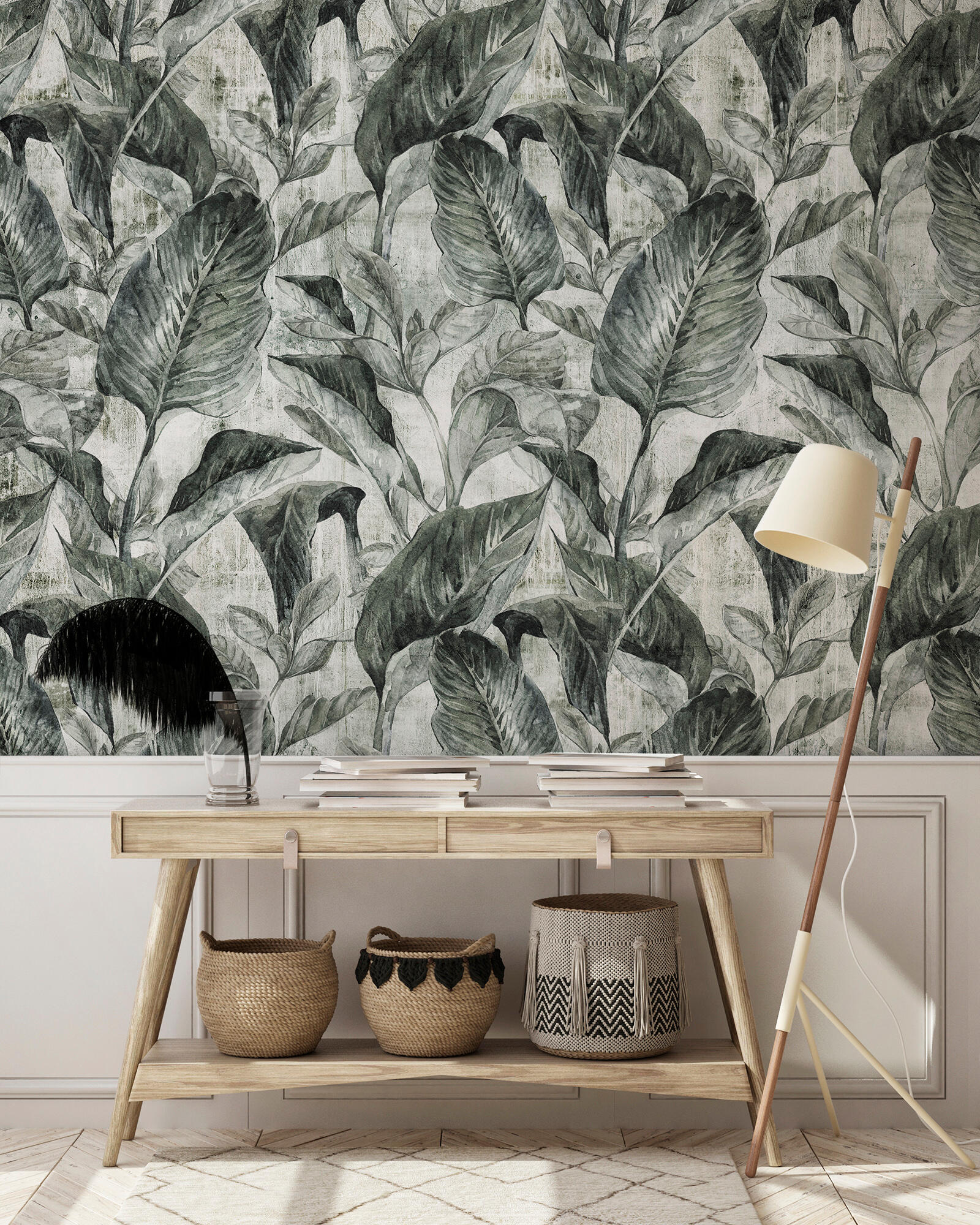 Mural adhesivo textil liso lavable naturaleza Bananera verde 132 x 260 cm MOTIF - 5