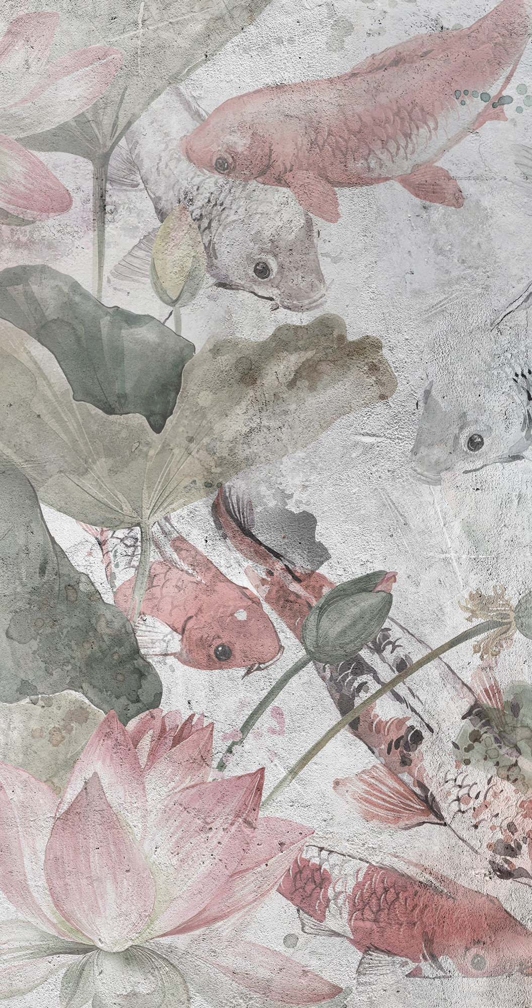 Mural adhesivo textil liso lavable animales Nenúfar gris 132 x 260 cm MOTIF - 5