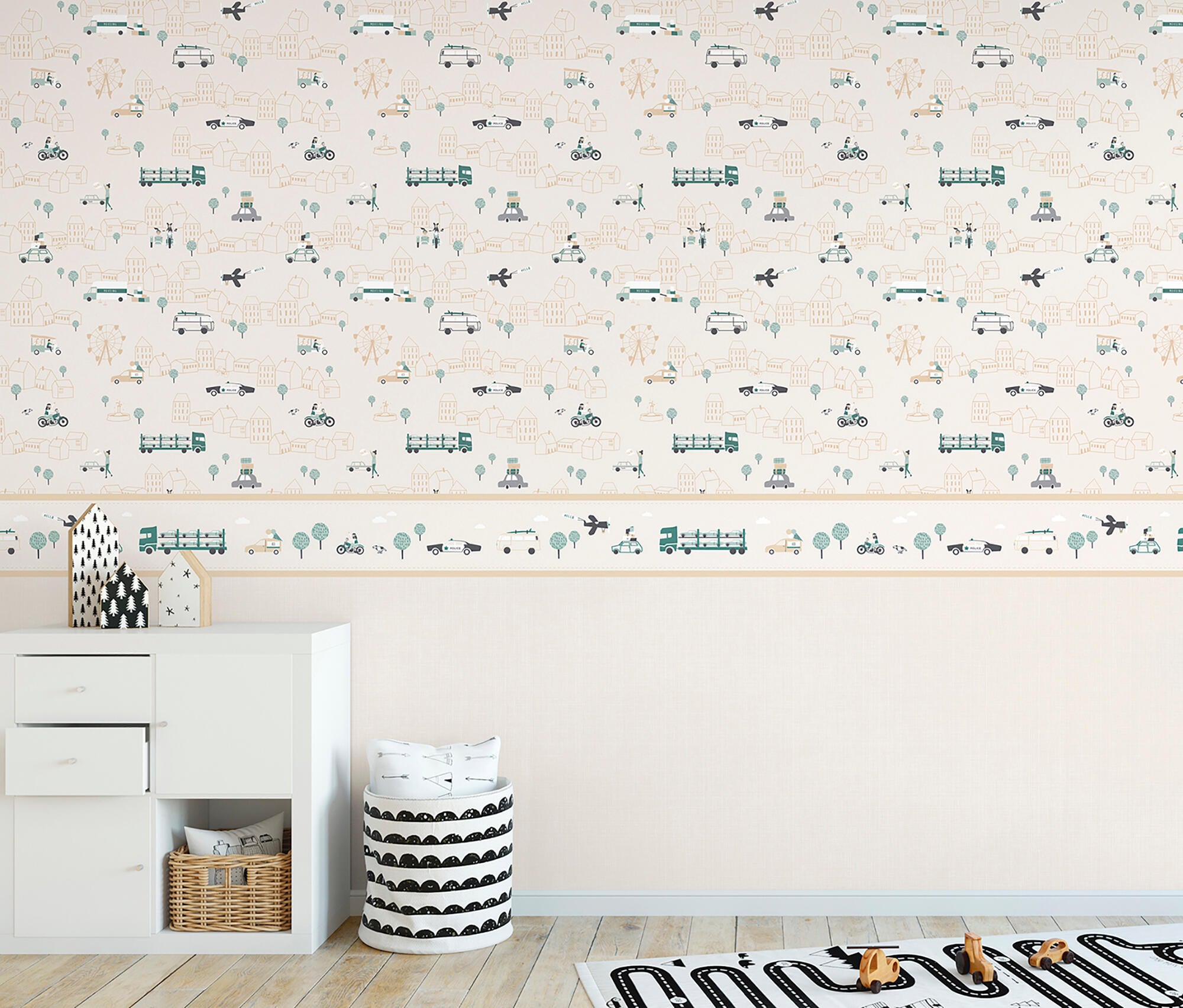 Papel pintado no tejido infantil 7010-5 esterilla gris