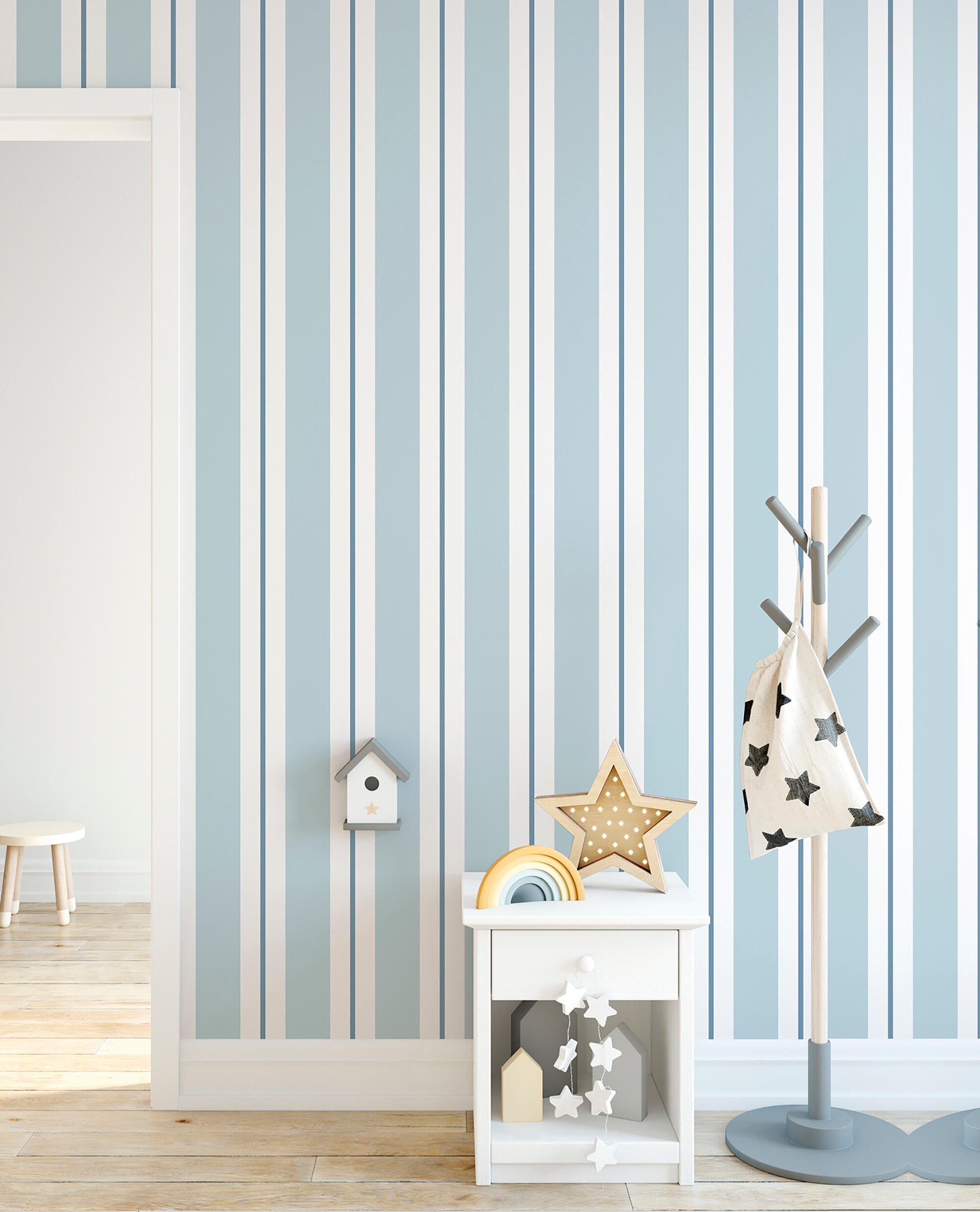 Papel pintado no tejido infantil 7008-4 raya azul