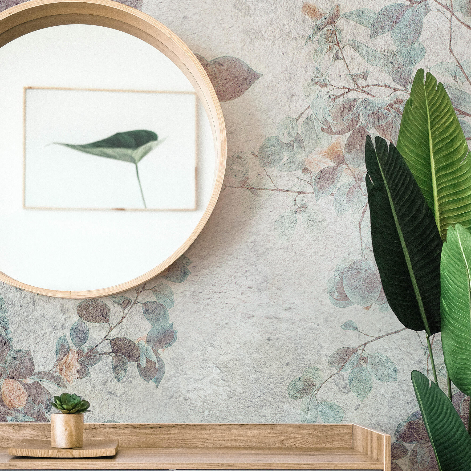 Mural adhesivo textil liso lavable naturaleza Hojas verde 132 x 260 cm MOTIF - 9