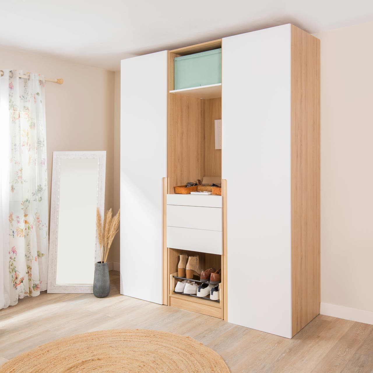 Diapositive Armario Spaceo Home Catar roble y blanco