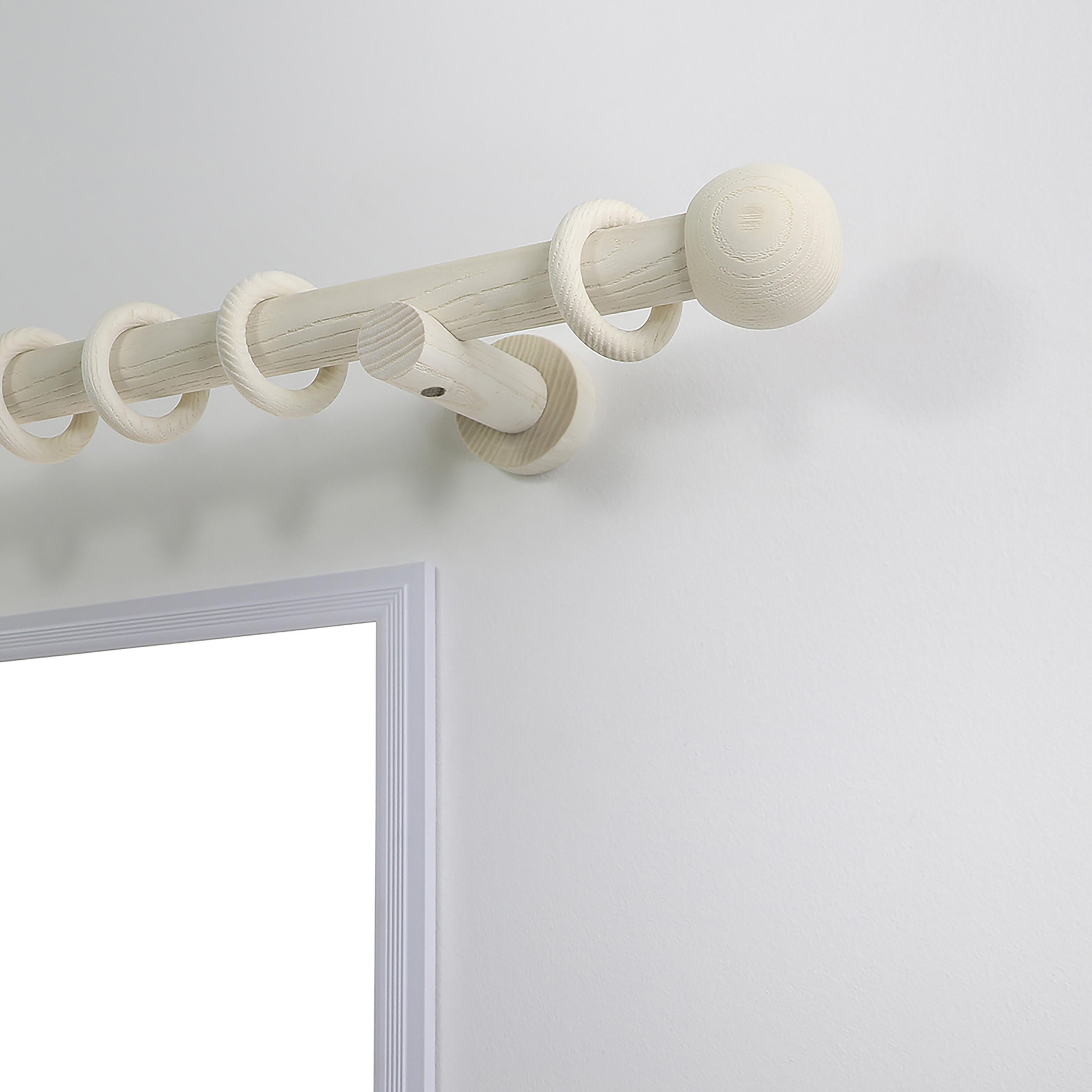 10 Anillas para barra de cortina diámetro 28 mm madera MOBOIS roble blanco mate - 3