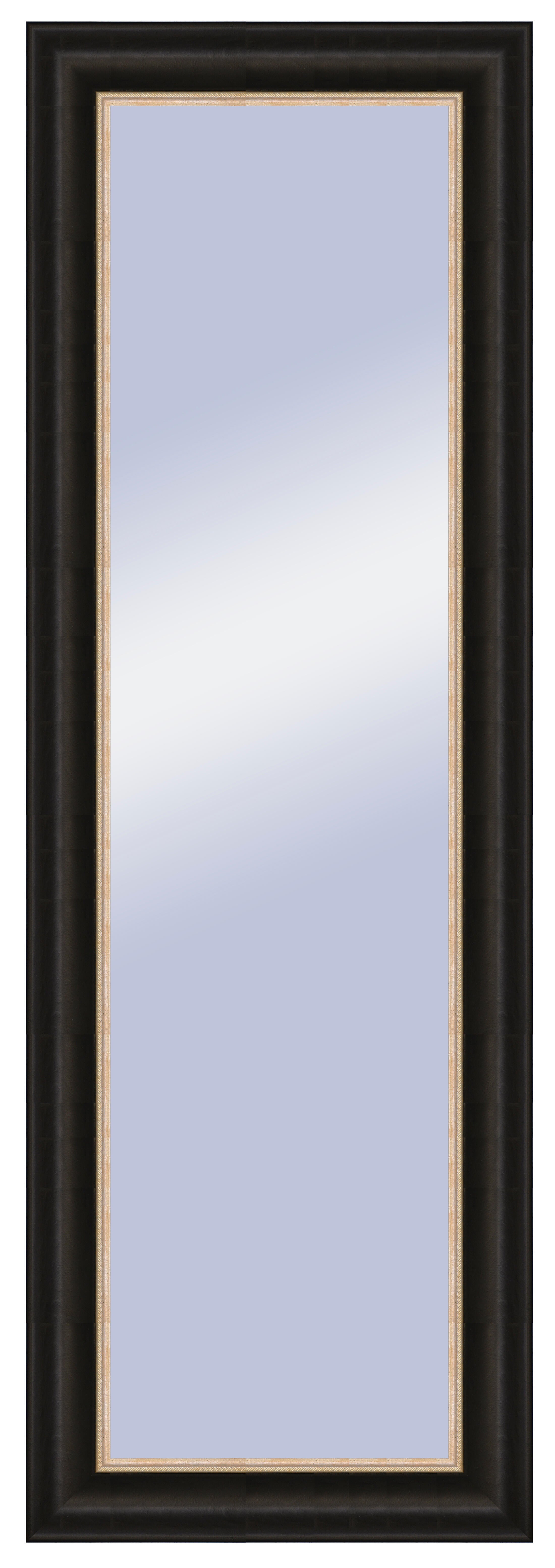 Espejo enmarcado de pared o suelo rectangular valerie madera negra satinada de 45 x 135 cm