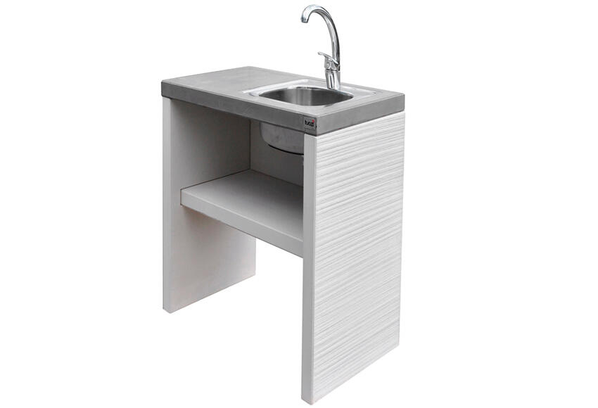 Bancada moderna com lava loiça 78x47x75 cm branco e cinzento Tuozi - 2