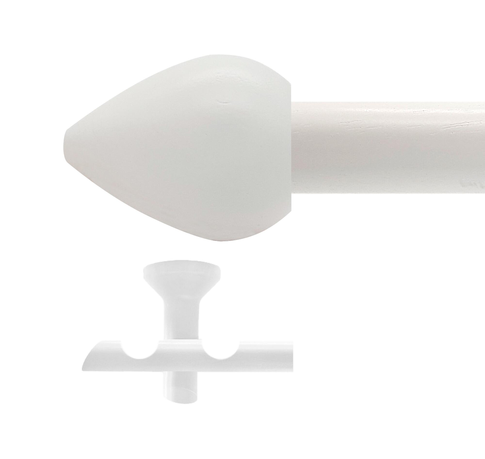 Kit 2 barras madera ø 28mm seta blanco 250cm s/anillas techo