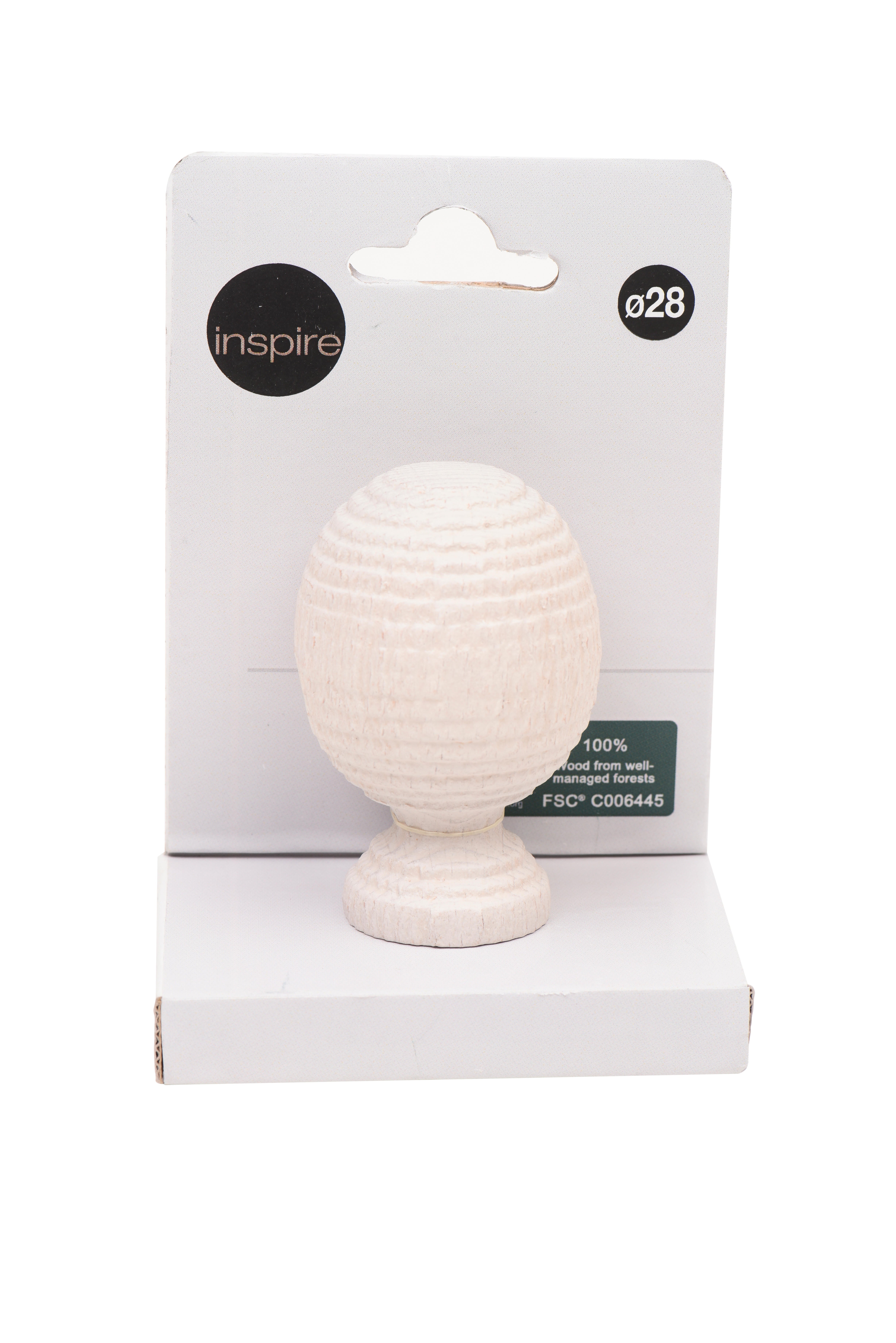 1 Terminal para barra de cortina Bola raya decapé Country charm INSPIRE madera blanco decapado - 3