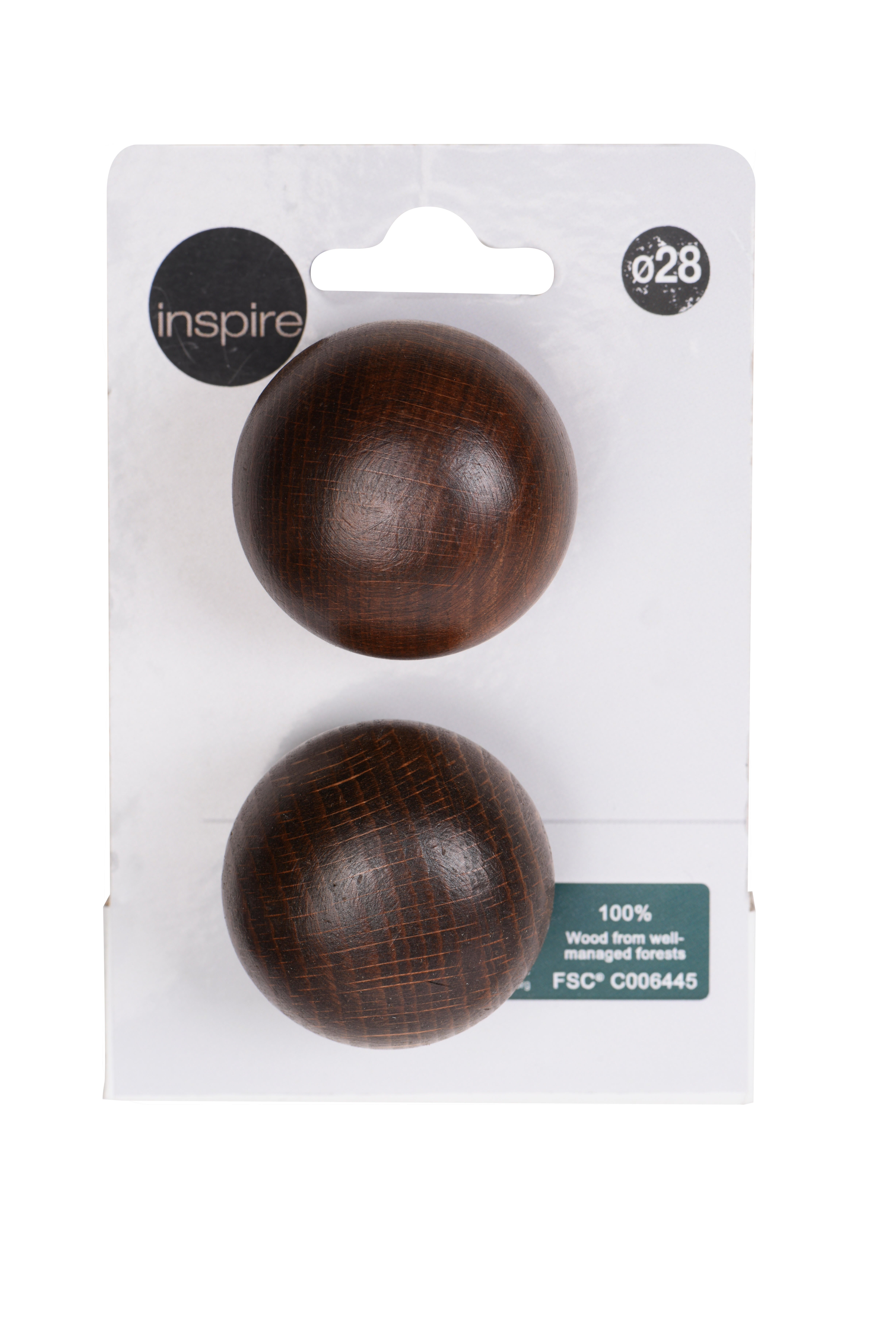 2 terminais para varão carvalho bola 28 cm Inspire - 3