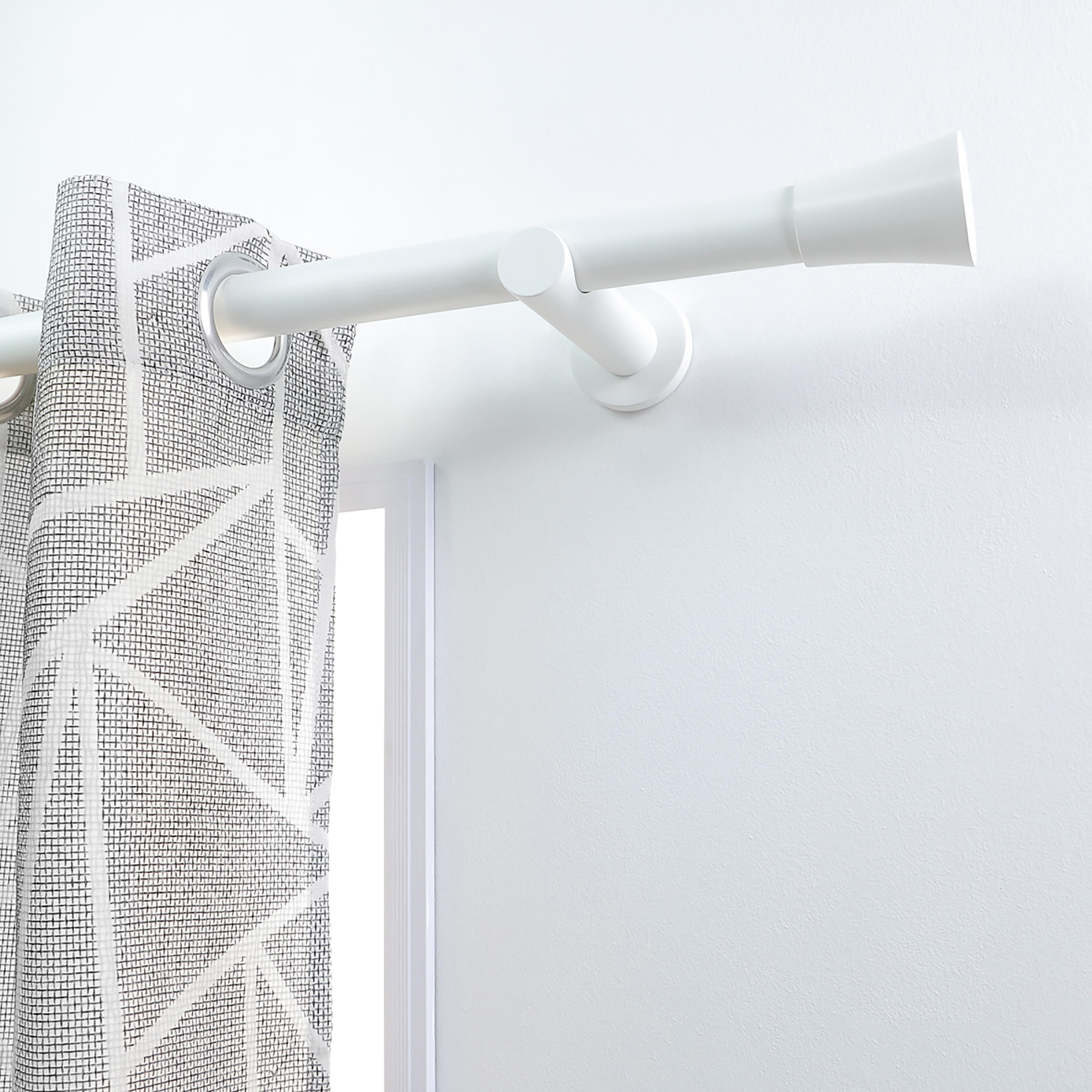 2 Terminales para barra de cortina Copa Easyfix Nature MOBOIS acero blanco mate para barra diámetro 28 mm - 2