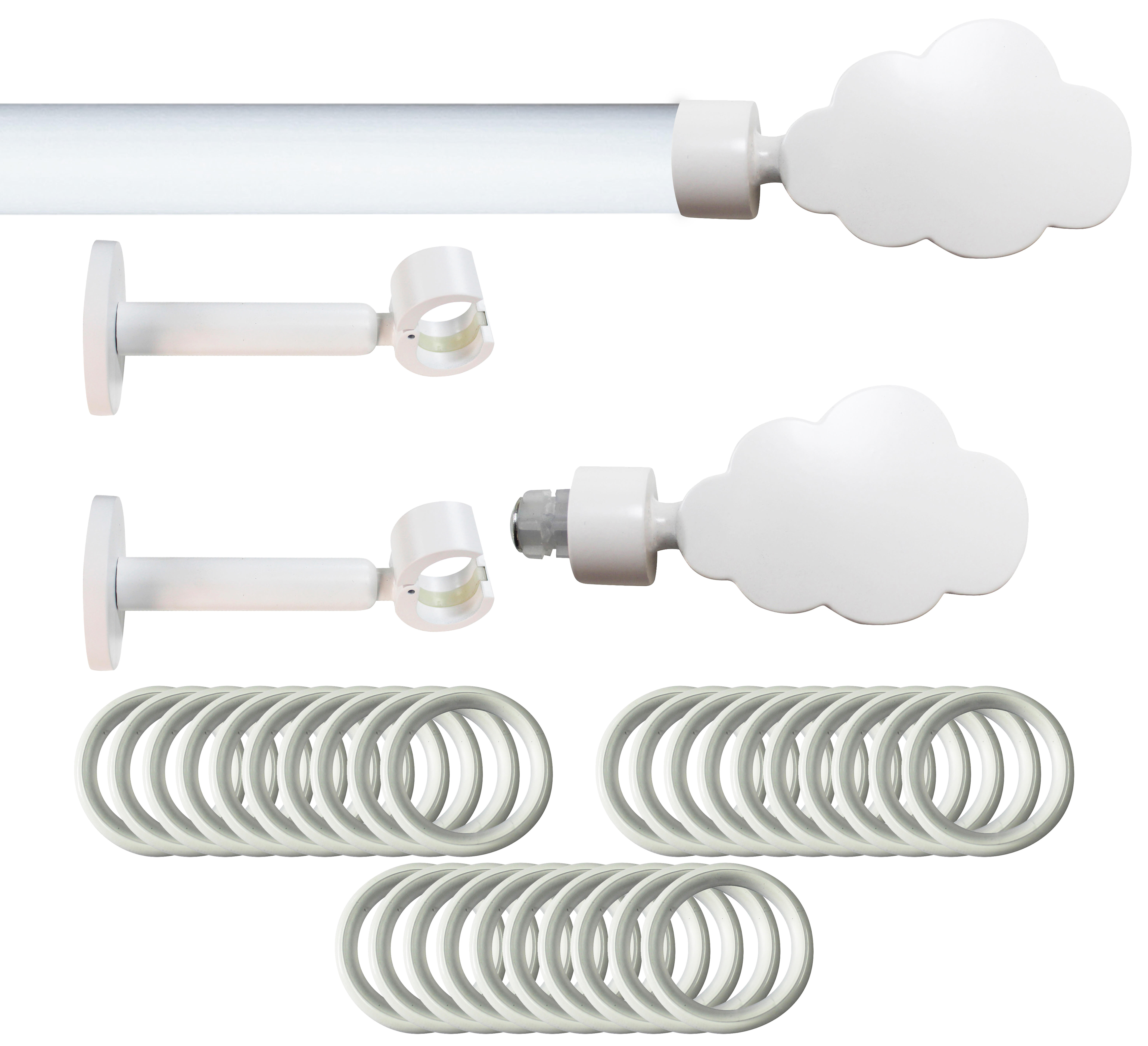 Set barra de metal diámetro 20mm blanco a pared 2.5m inspire con anillas nu