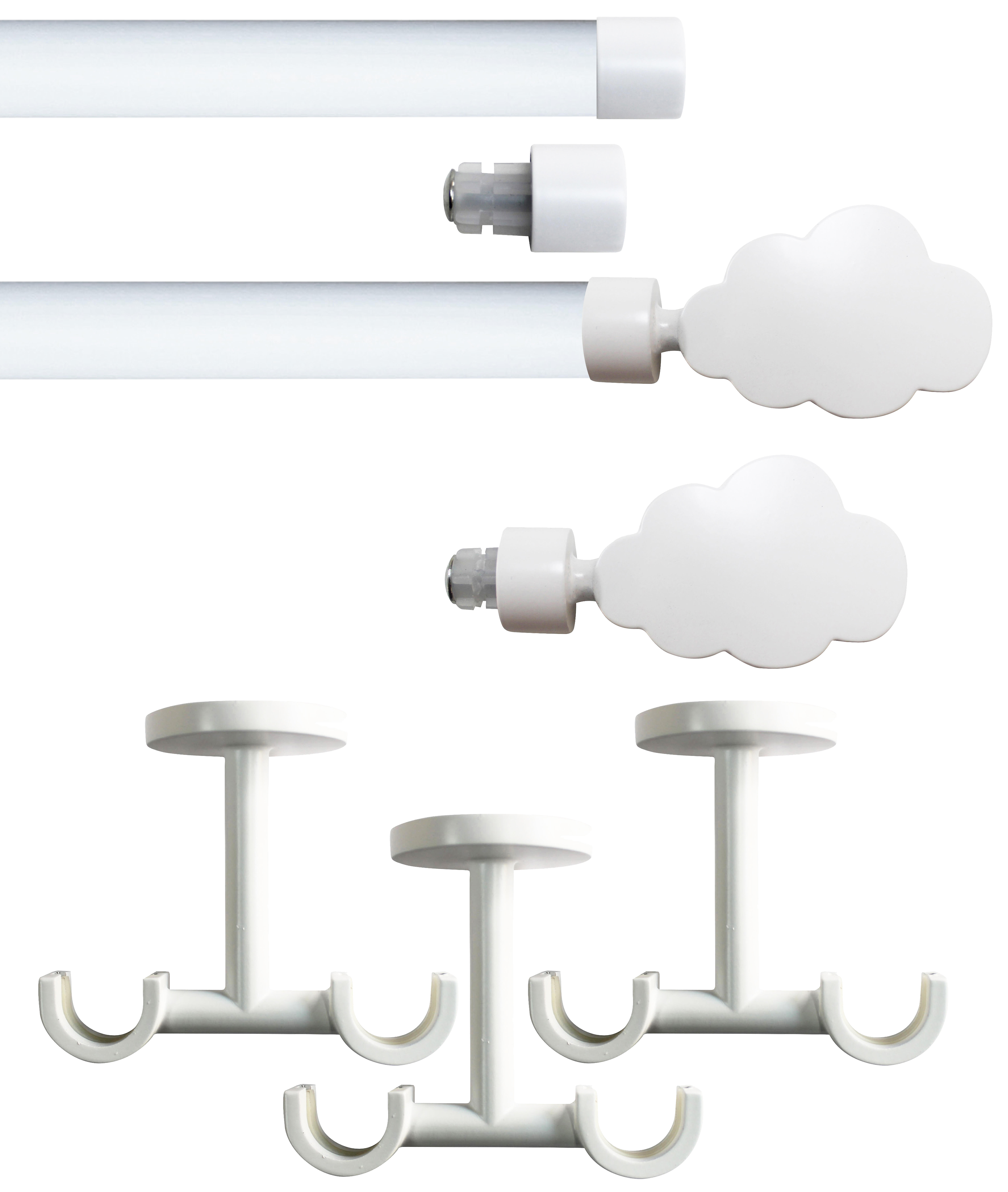 Set 2 barras de metal diámetro 20mm blanco a techo 2.5m inspire nube