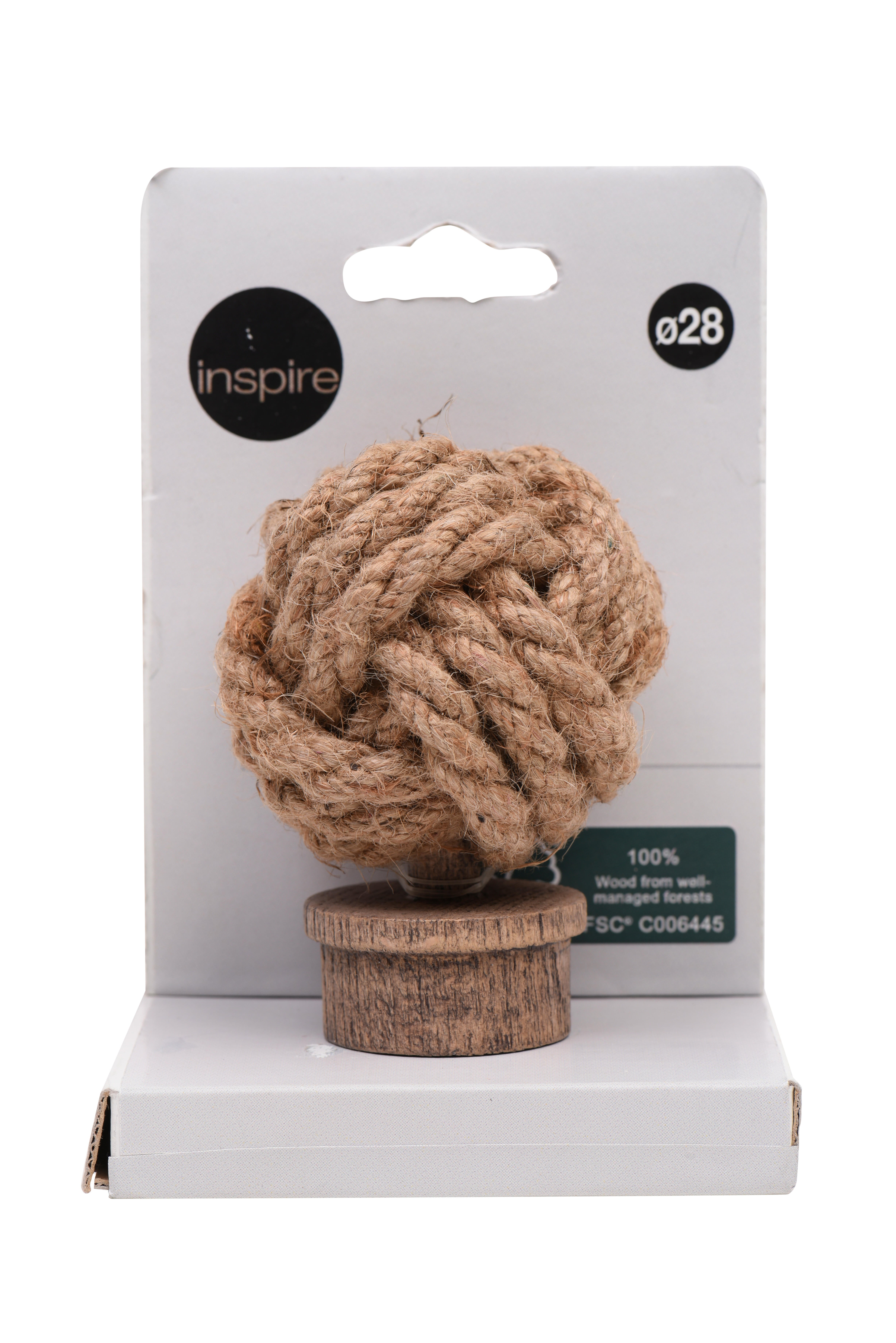 1 Terminal para barra de cortina Bola Nature INSPIRE madera roble cuerda para barra diámetro 28 mm - 4