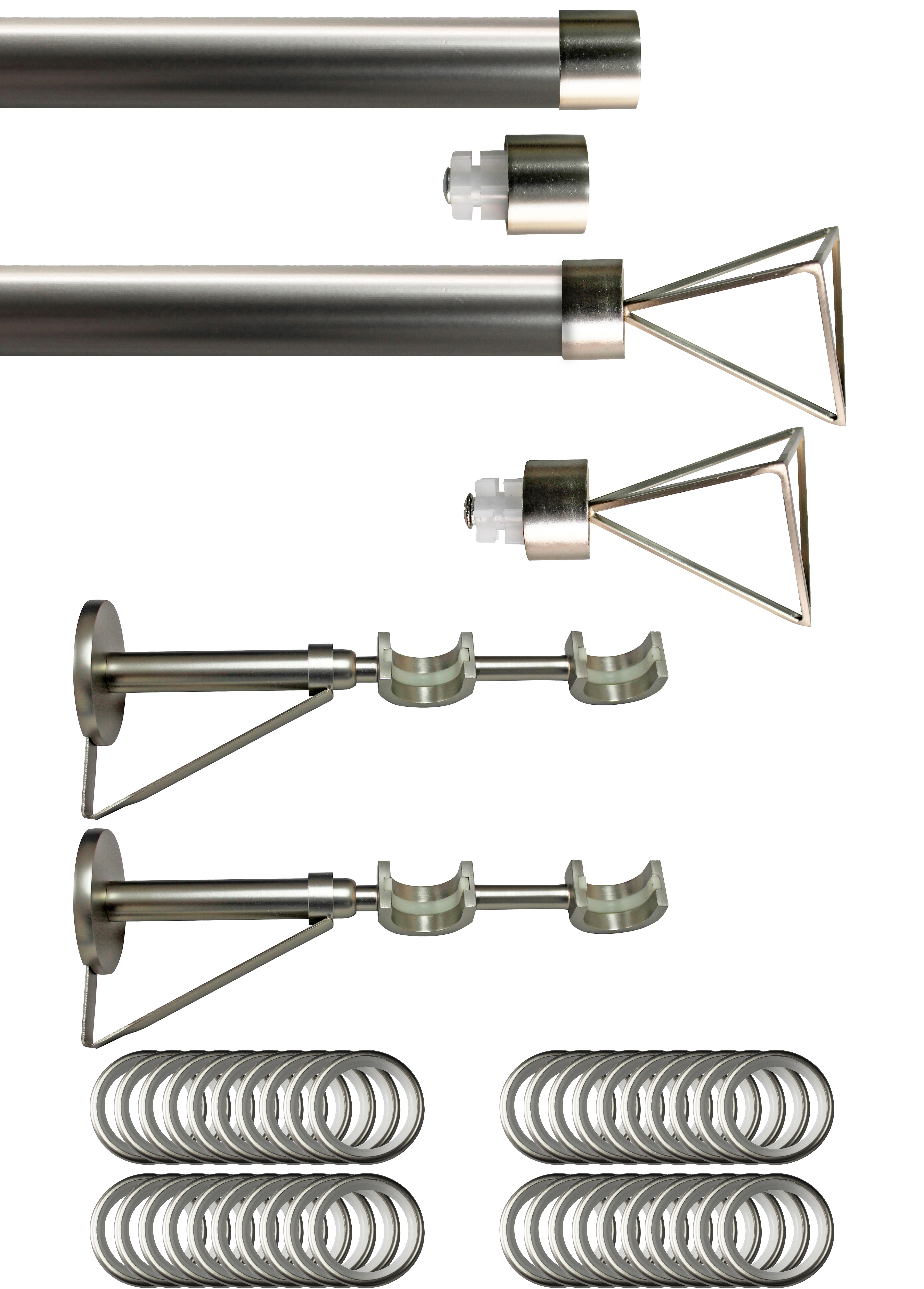 Set 2 barras de metal diámetro 28mm cromo pared 1.50m inspire anillas trapecio