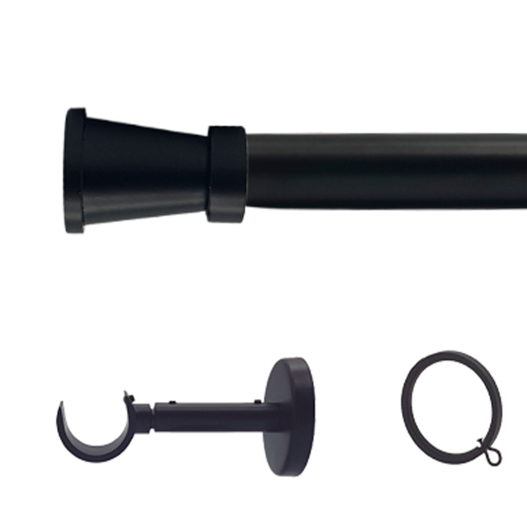 Kit barra de cortina anillas mena soporte frente d 30 mm 250 cm negro mate