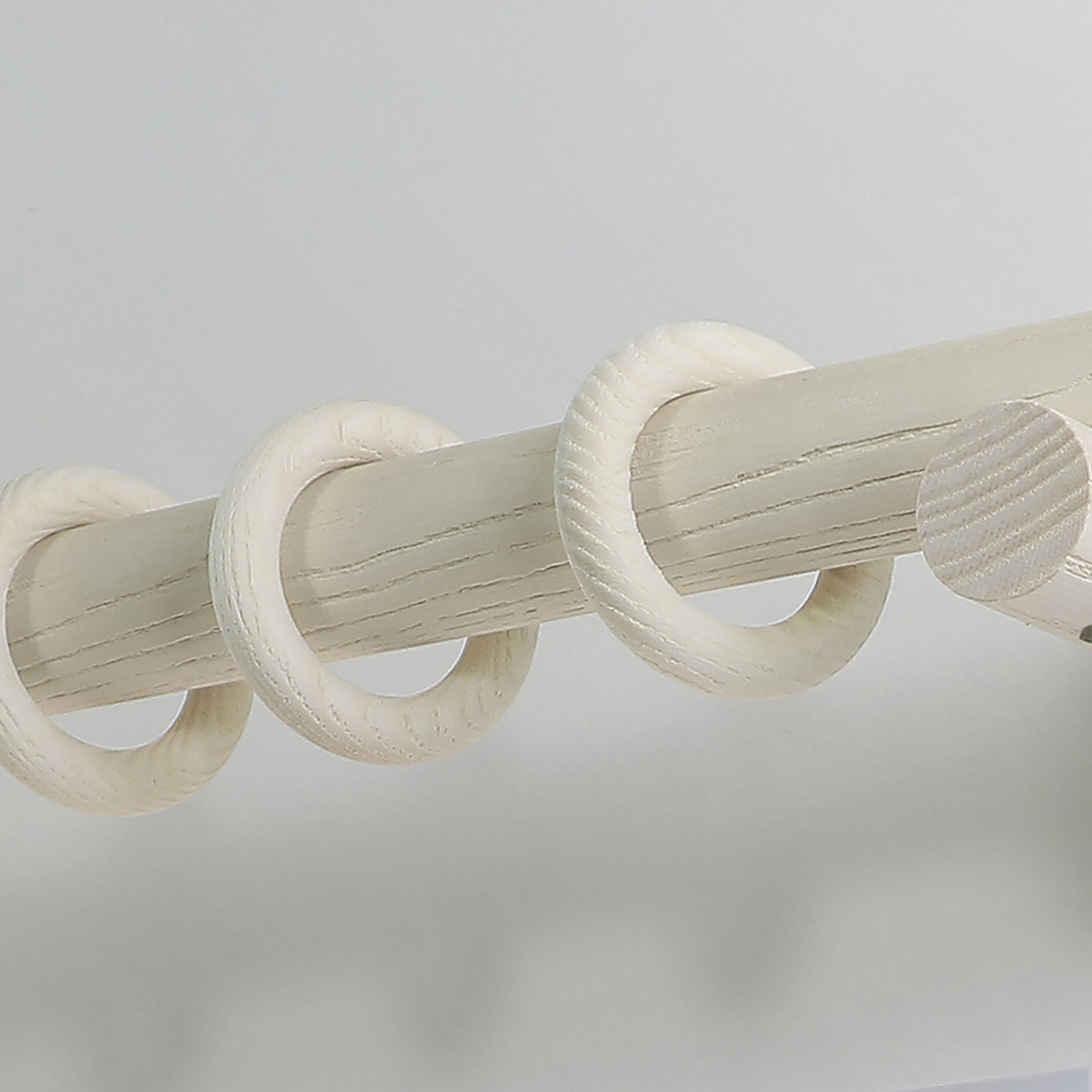 10 Anillas para barra de cortina diámetro 28 mm madera MOBOIS roble blanco mate - 2