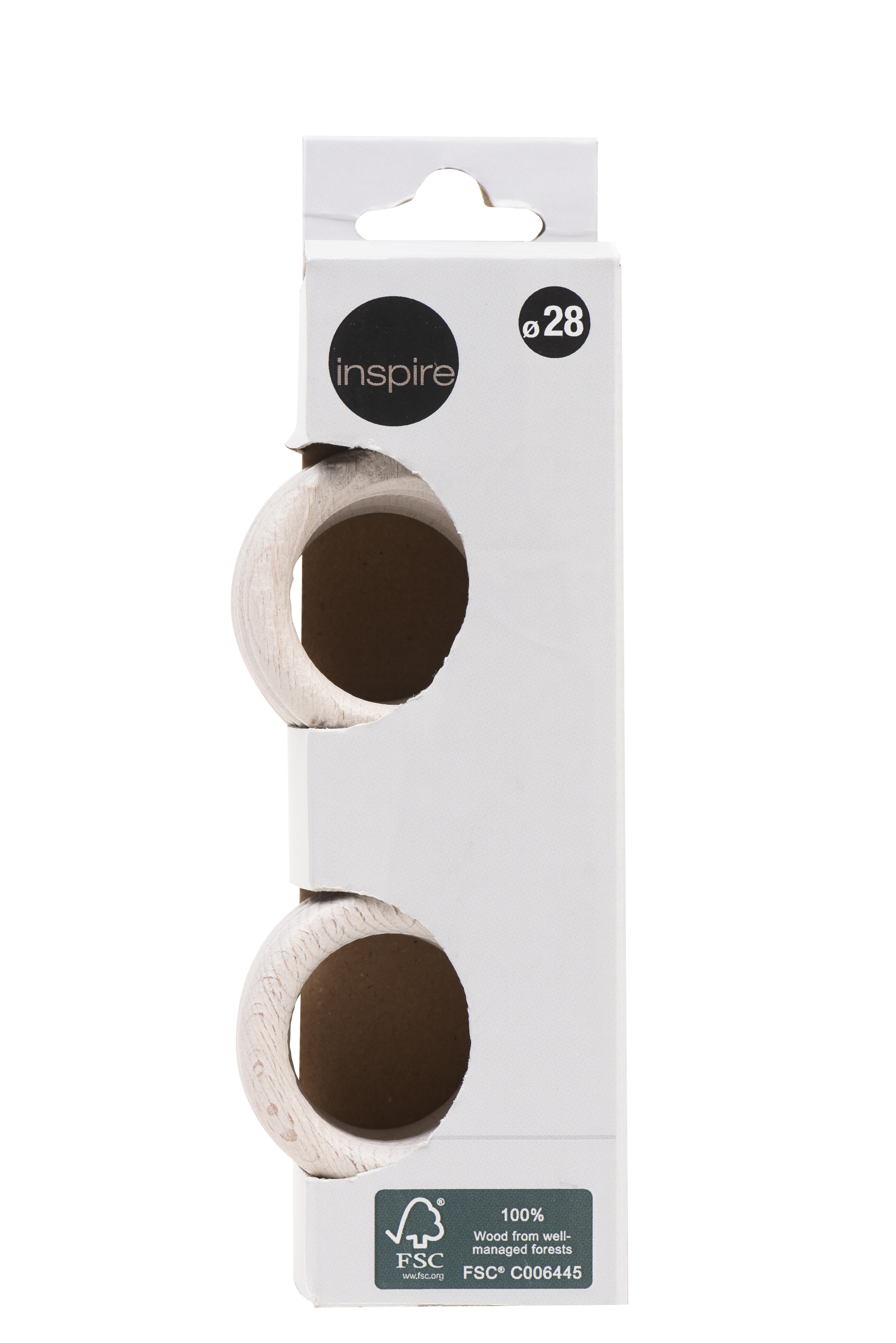 10 Anillas para barra de cortina 28 mm redondas madera INSPIRE blanco decapé mate - 2