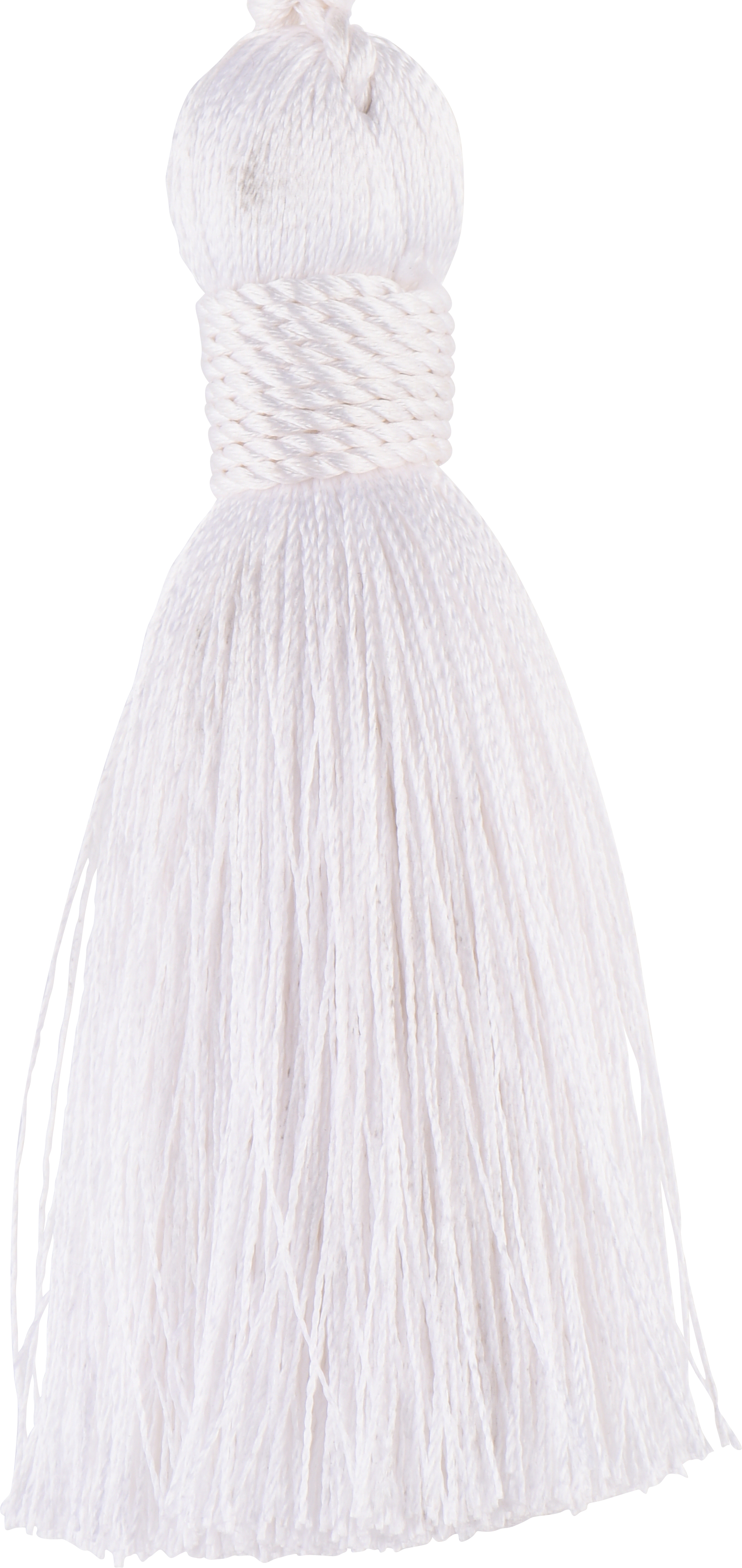 Borla abrazadera de pasamanería para cortinasatén blanco de 10 cm - 3