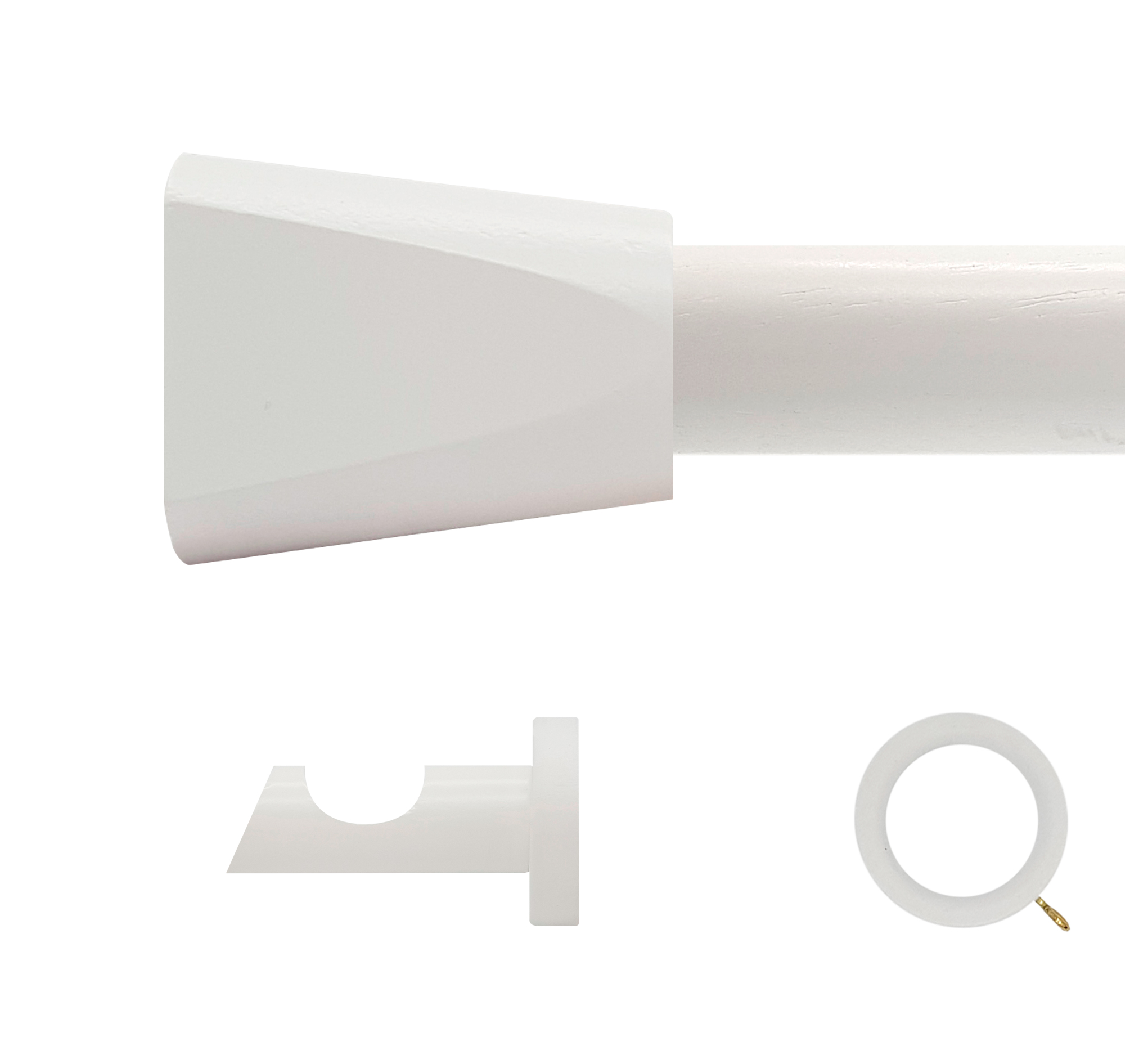 Kit barra madera ø 20mm meta blanco 300cm c/anillas pared