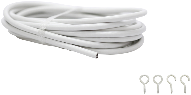 Kit 1 portavisillos acero blanco mate a ventana Cable gusanillo EMMEBI diámetro 0.5 mm 50 cm