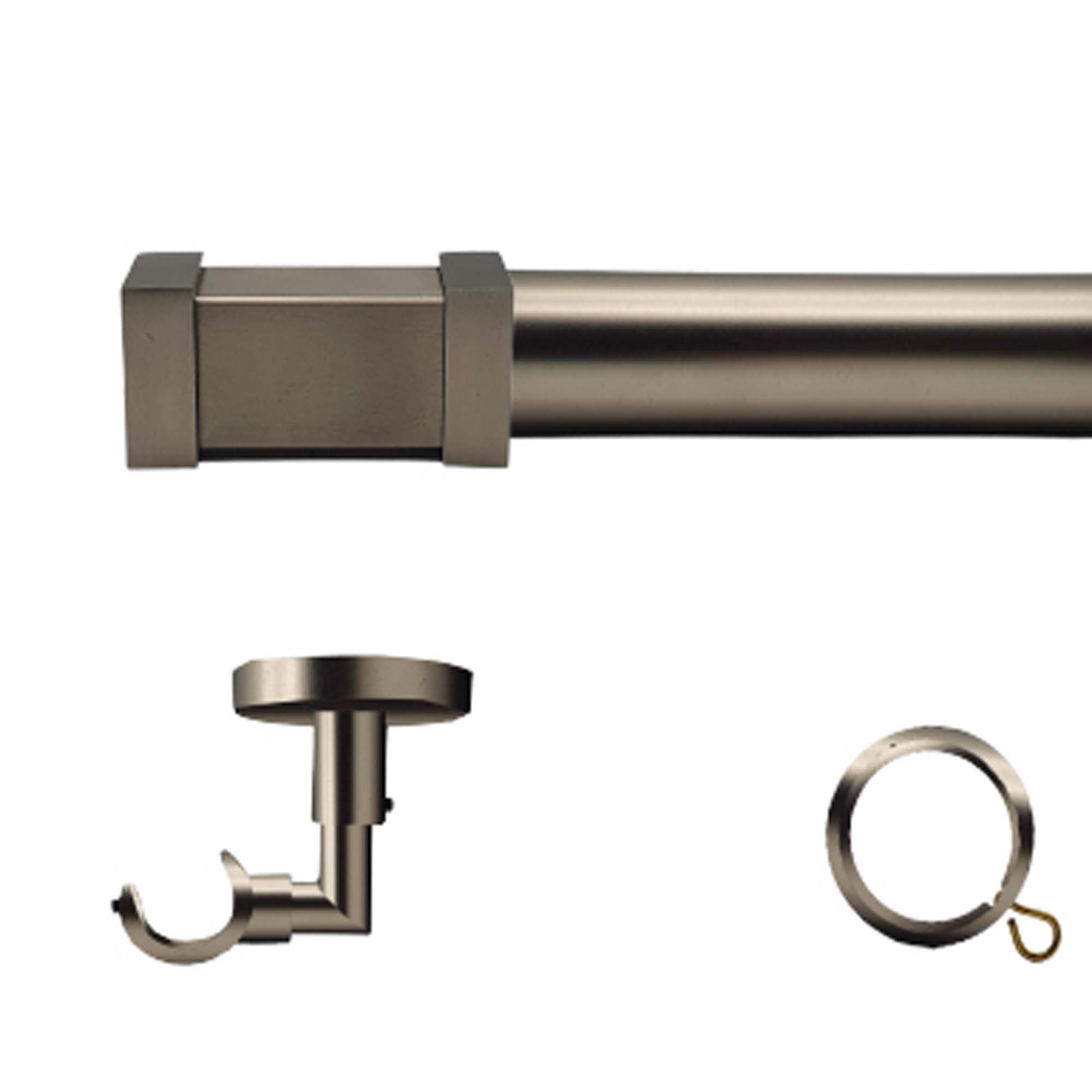 Kit barra de cortina anillas filo soporte techo d 30 mm 200 cm cromo mate