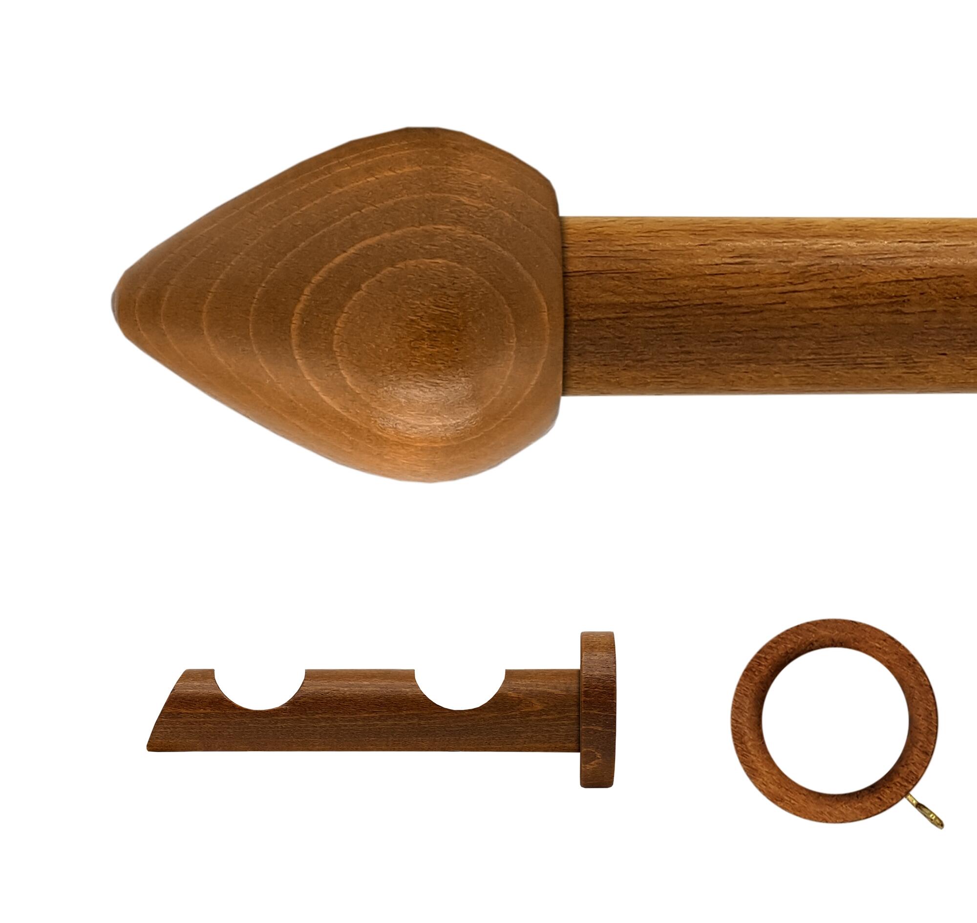 Kit 2 barras madera ø 20mm seta roble 300cm c/anillas pared