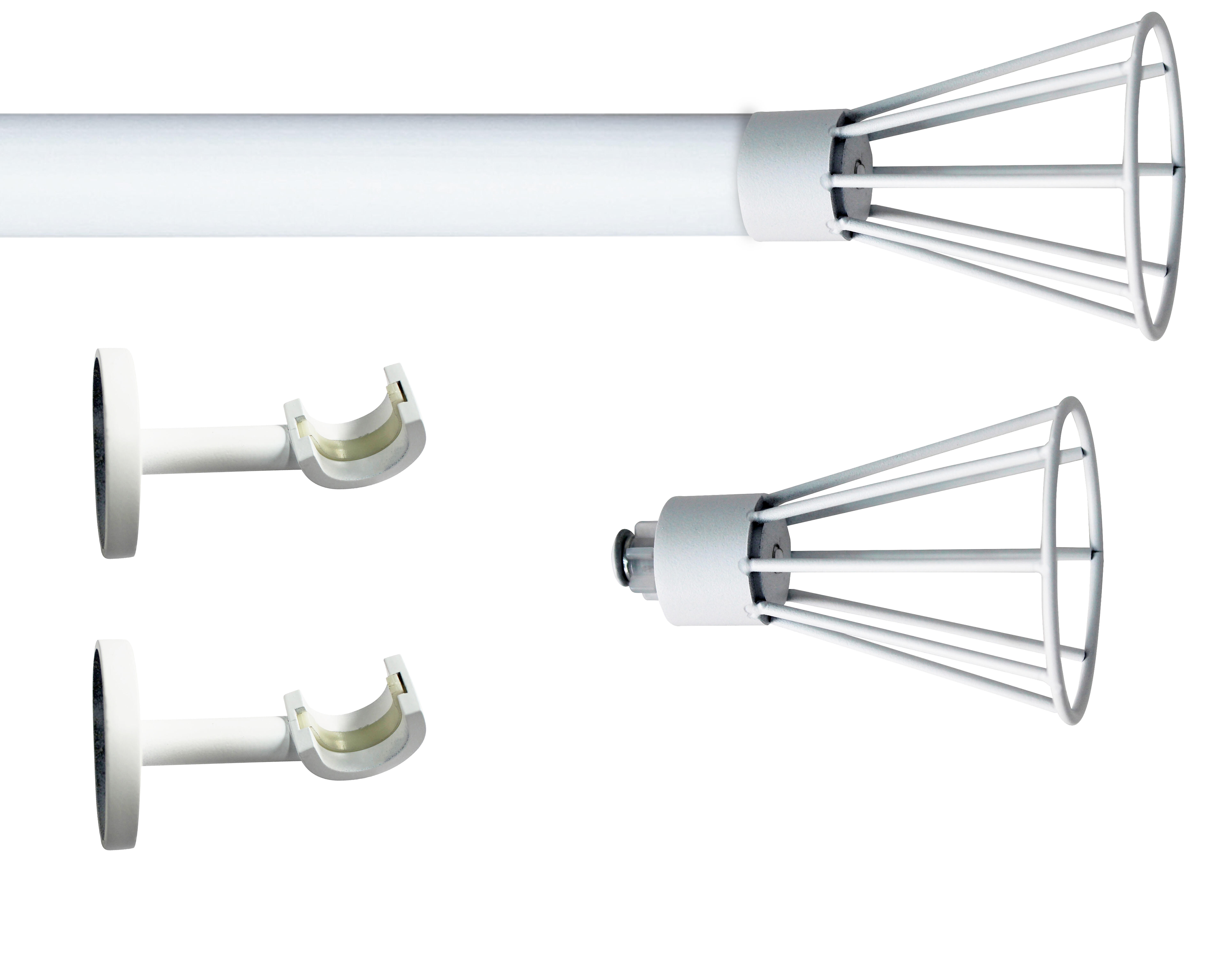 Set barra de metal diámetro 20mm blanco a techo 2m inspire cono
