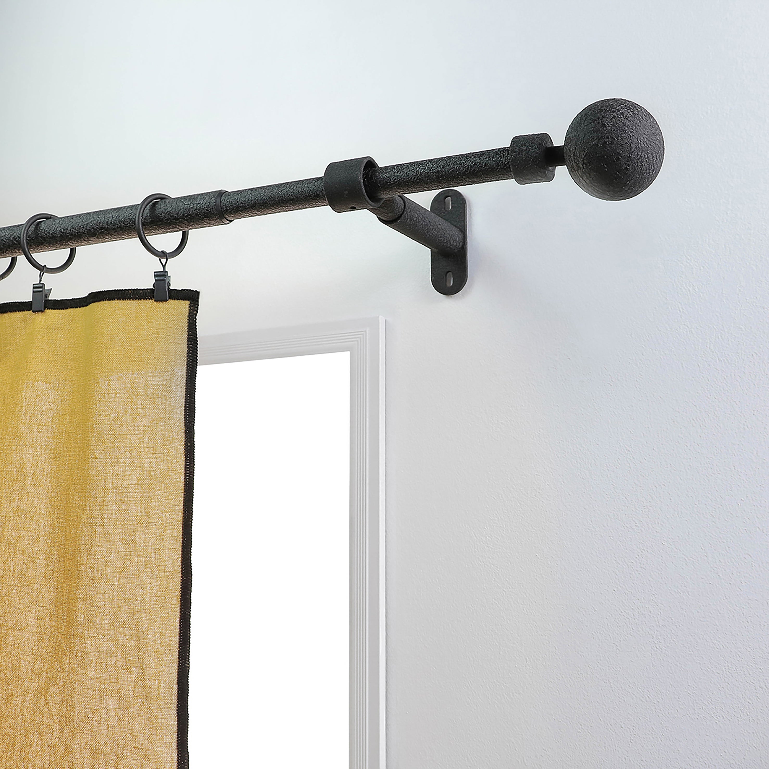 Barra para cortina acero color negro aspecto envejecido rustico Mate Country charm MOBOIS diámetro 20 mm extensible 160-300 cm - 2