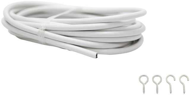 Kit 1 portavisillos acero blanco mate a ventana Cable gusanillo EMMEBI diámetro 0.5 mm 250 cm