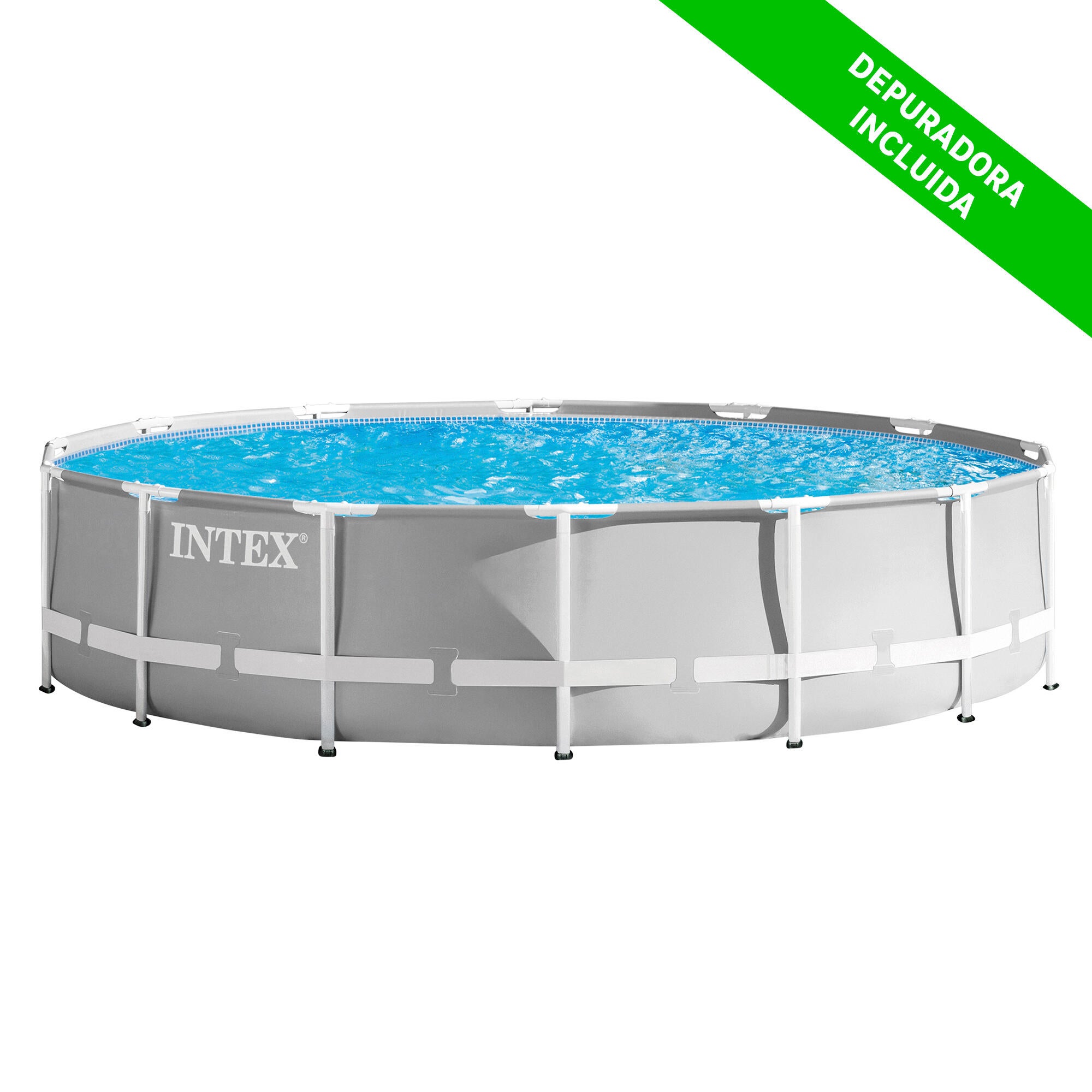 Piscina tubular de acero gris redonda ø 4.27x4.27x1.07 m con depuradora ...