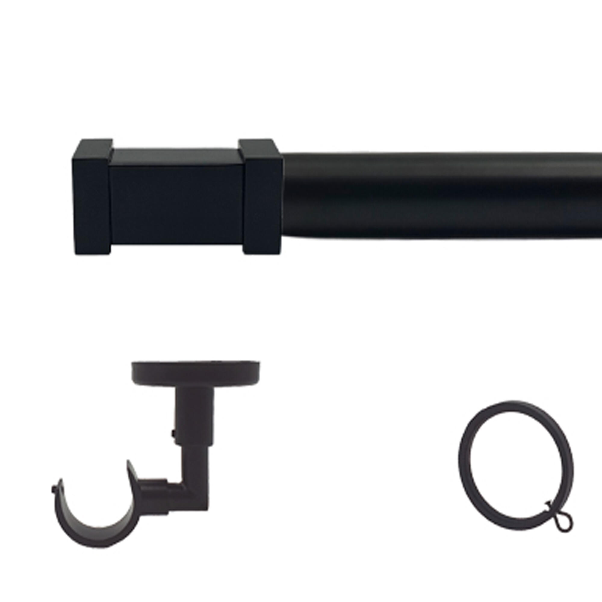 Kit barra de cortina anillas filo soporte techo d 30 mm 150 cm negro mate