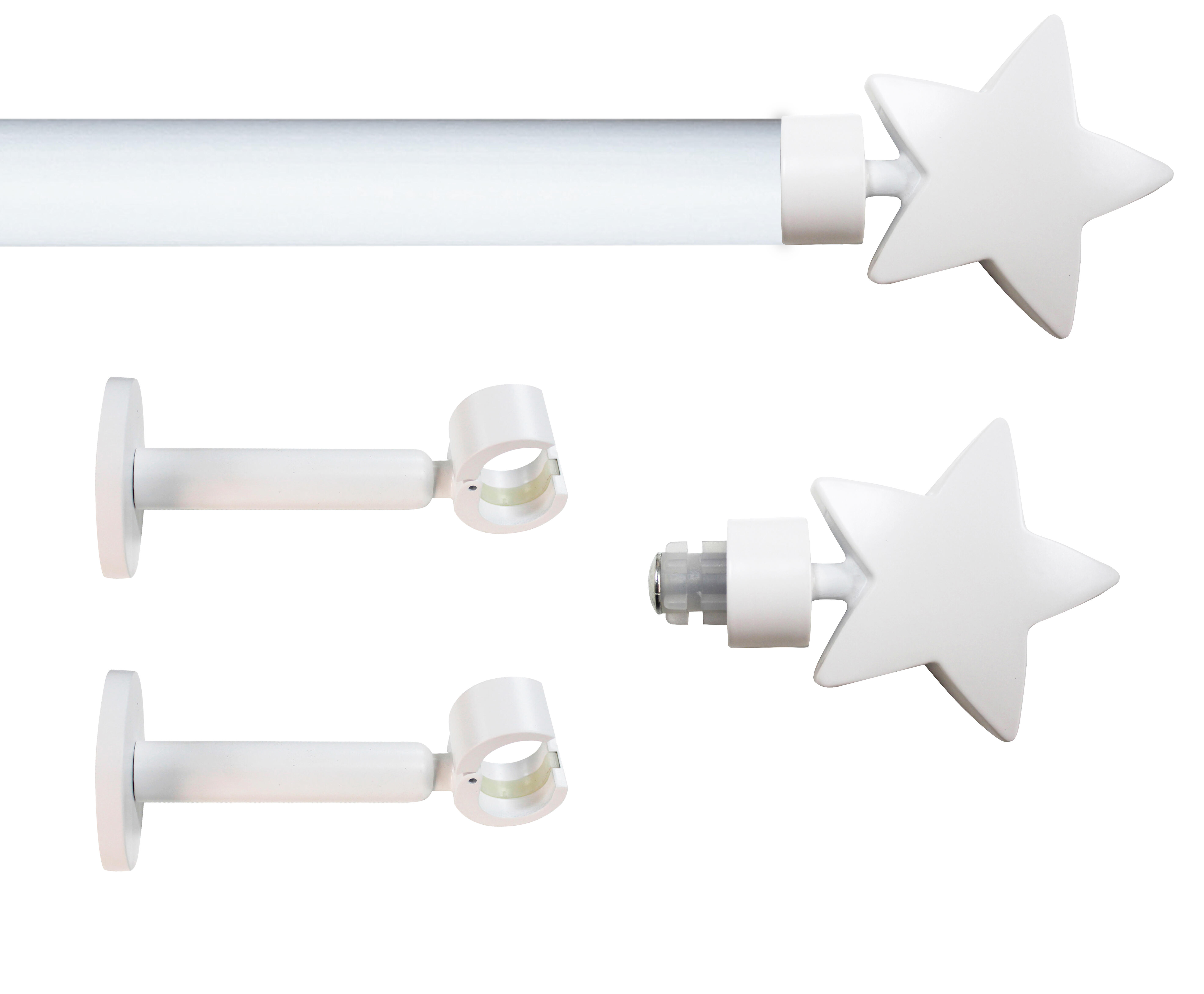 Set barra de metal diámetro 20mm blanco a pared 1.50m inspire estrella