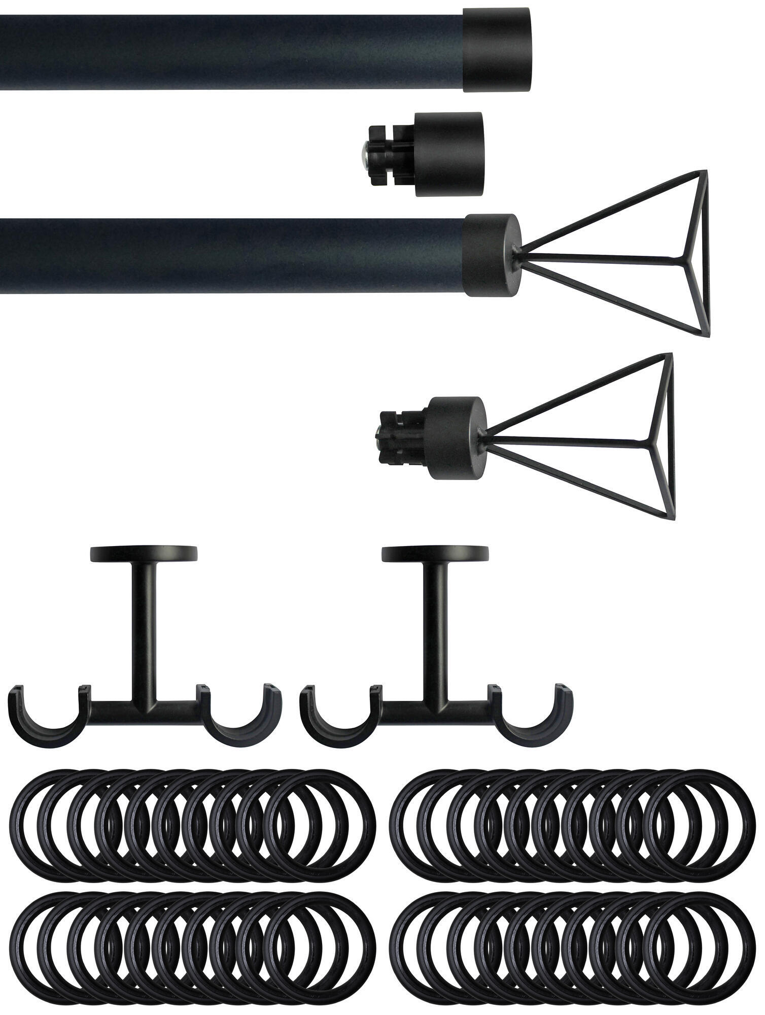 Set 2 barras de metal diámetro 28mm negro a techo 2m inspire anillas trapecio